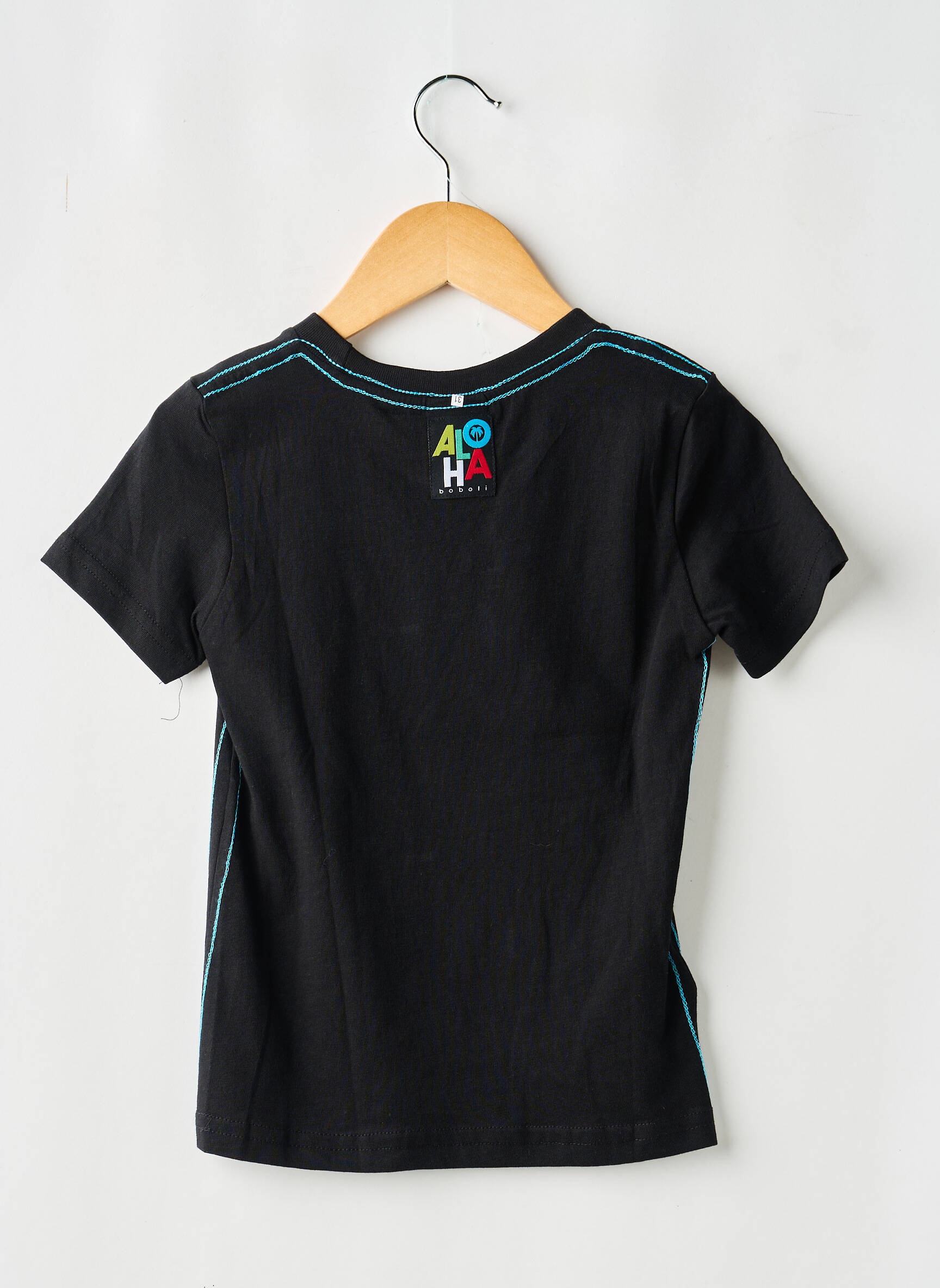 Tricou elasticitate mâneci scurte negru BOBOLI băiat