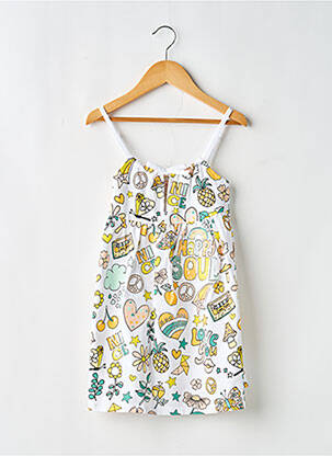 Rochie midi serigrafie bretele subțiri alb BOBOLI fată