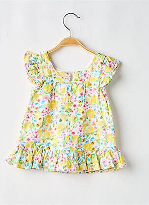 Rochie midi guler pătrat mâneci scurte galben BABY BOL fată