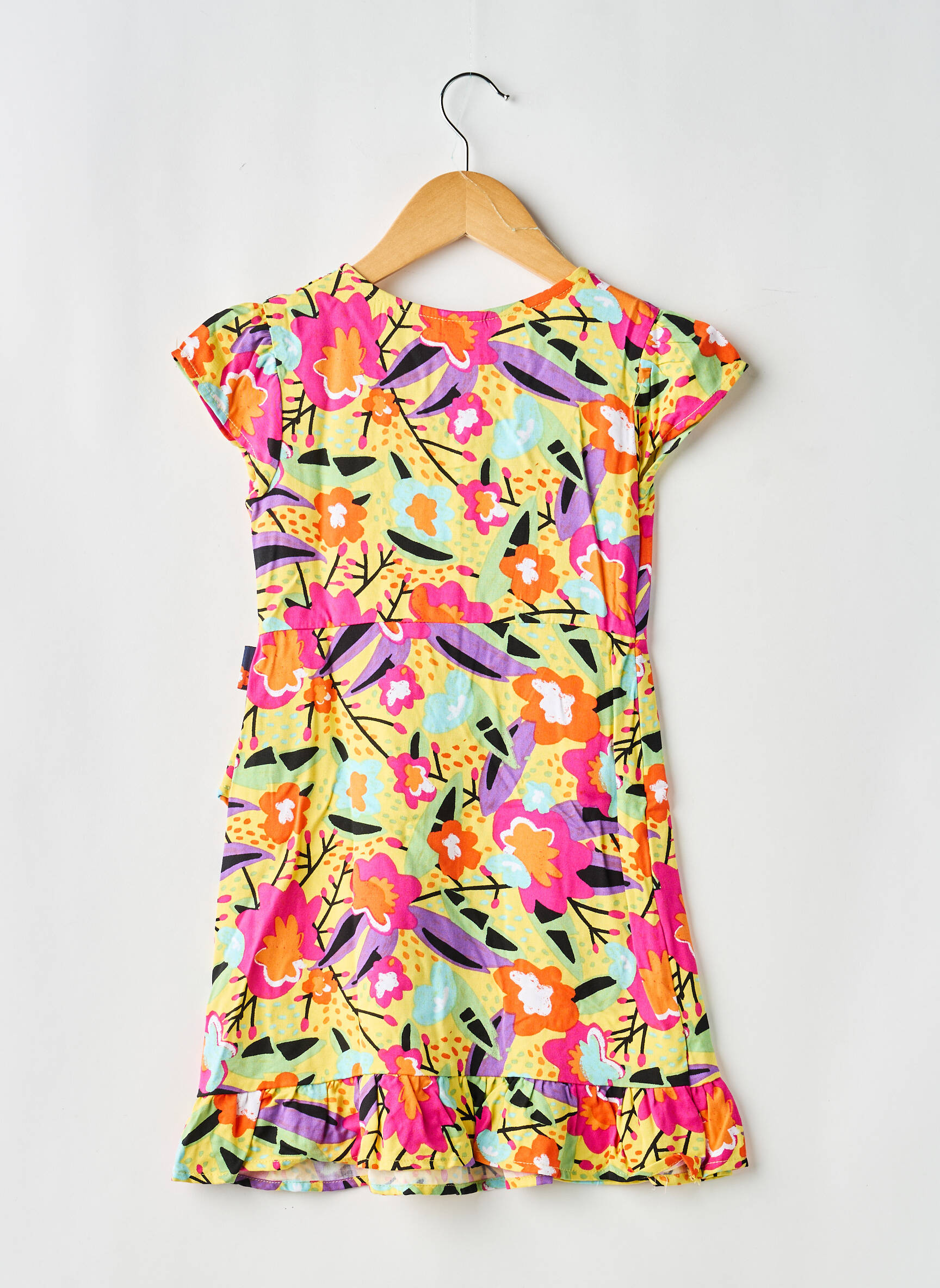 Rochie midi mâneci scurte mâneci scurte galben BOBOLI fată
