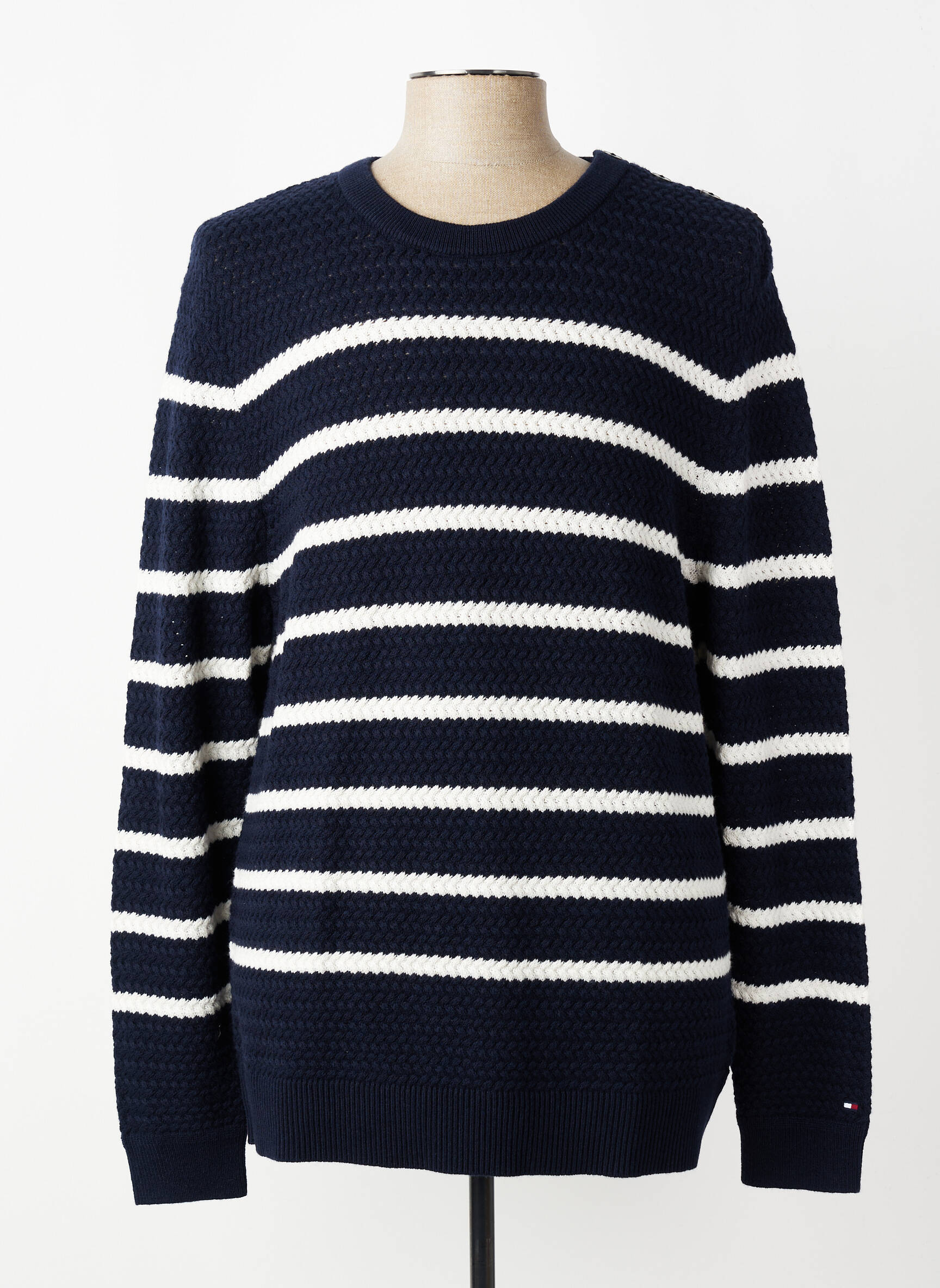 Pulover guler rotund mâneci lungi albastru TOMMY HILFIGER bărbat