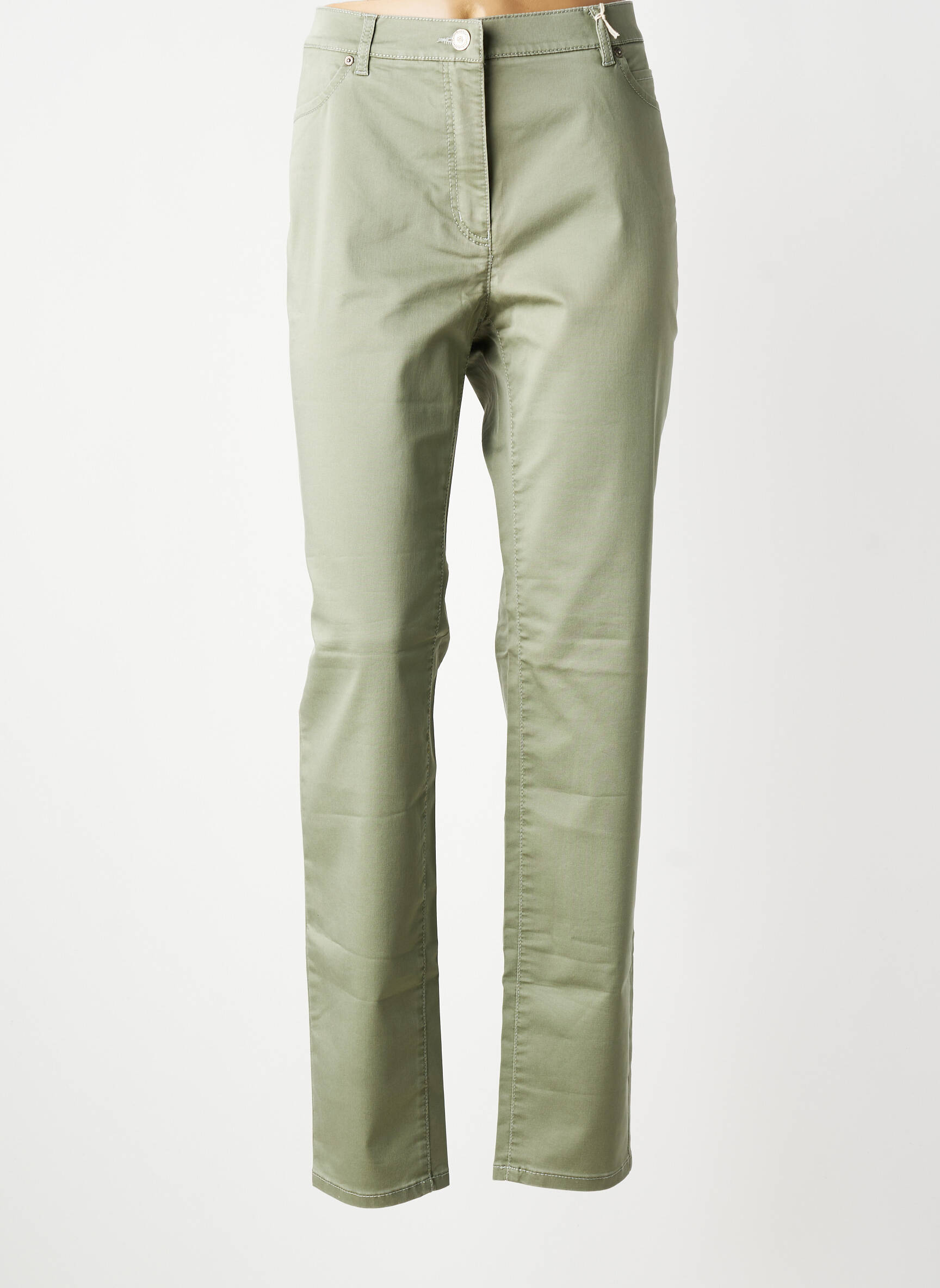 Pantalon slim țesătură poplin mărime normală verde TONI femeie
