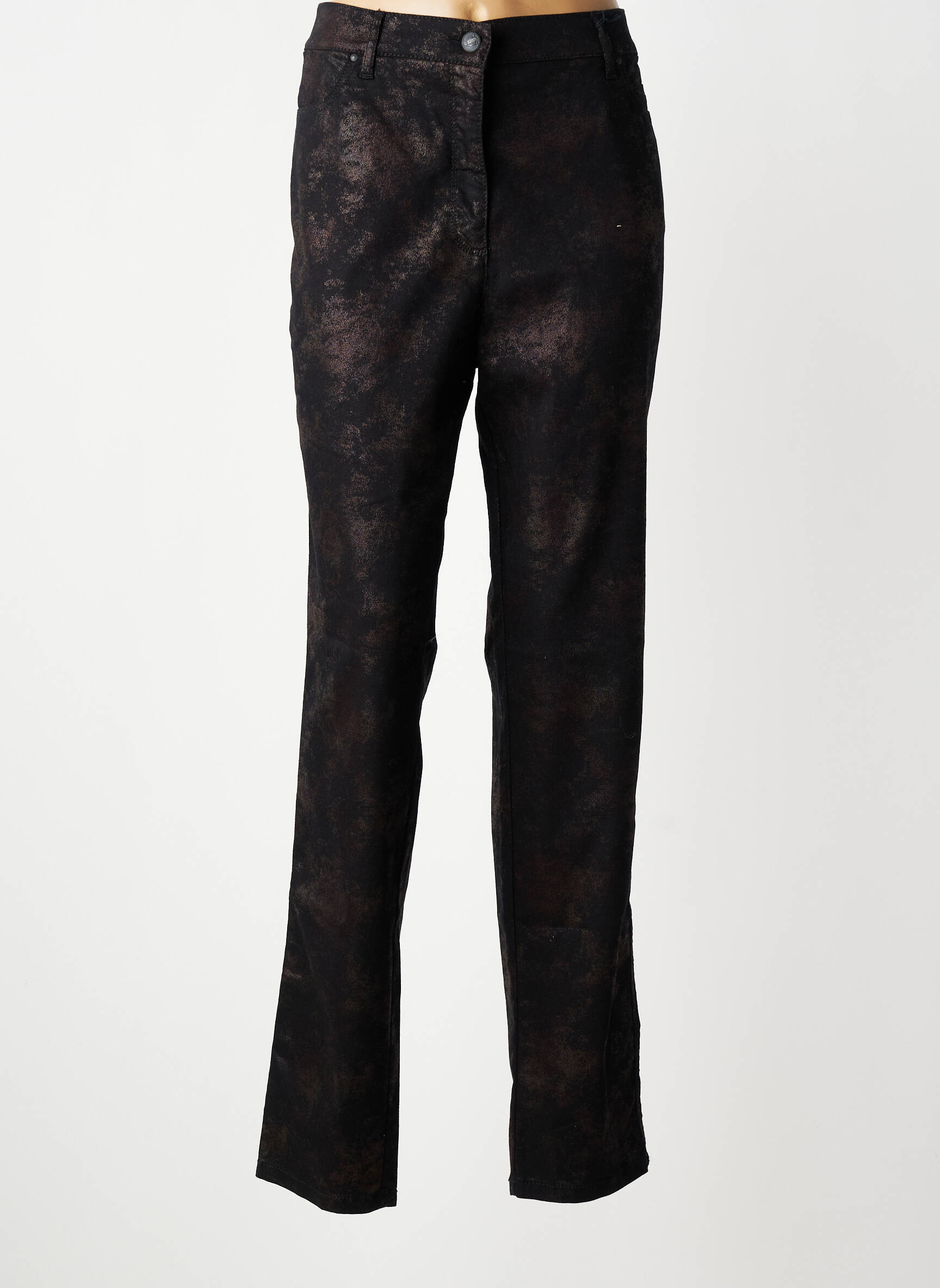Pantalon slim țesătură poplin mărime normală negru TONI femeie