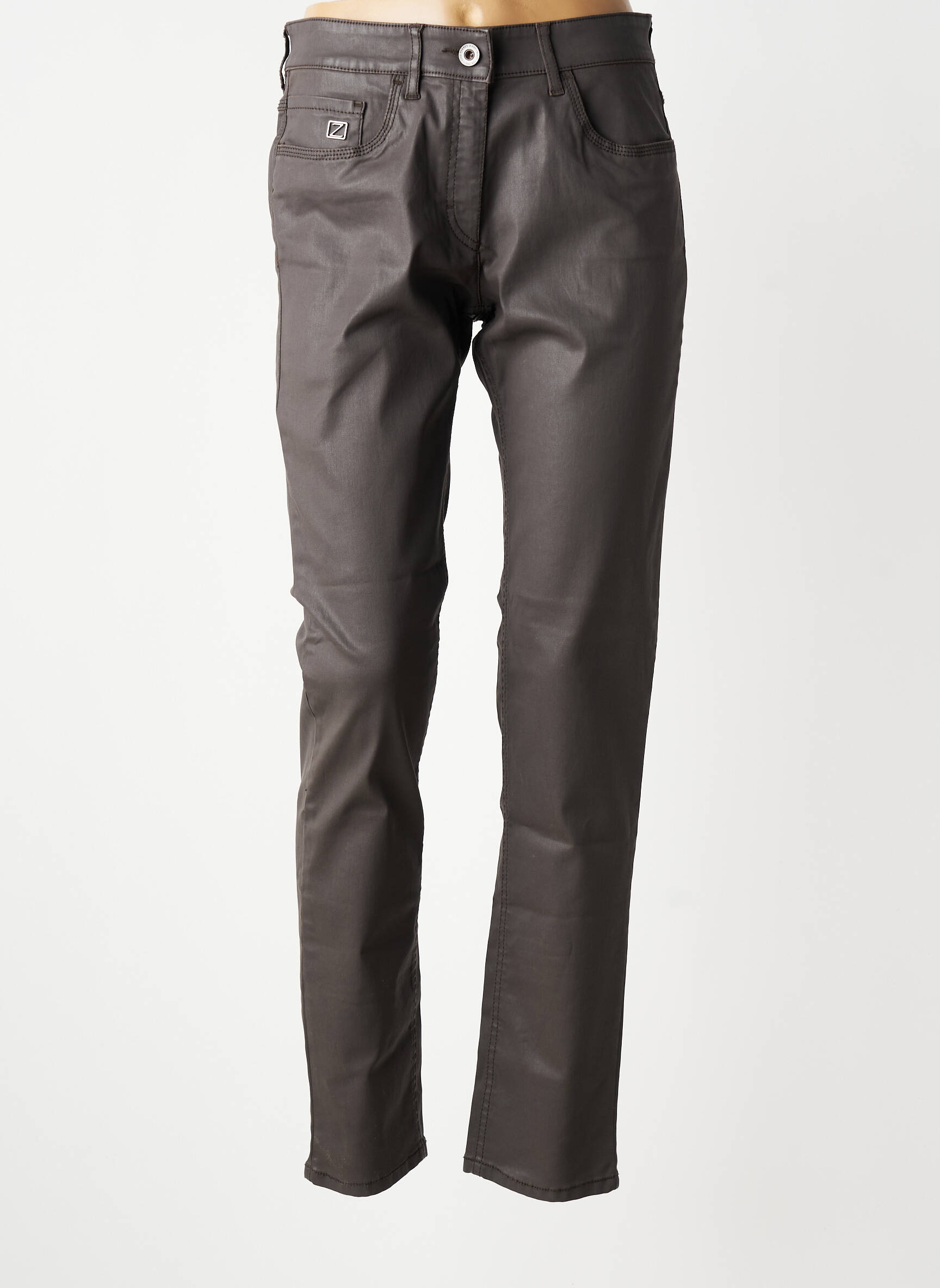 Pantalon slim țesătură acoperită mărime normală gri ZERRES femeie