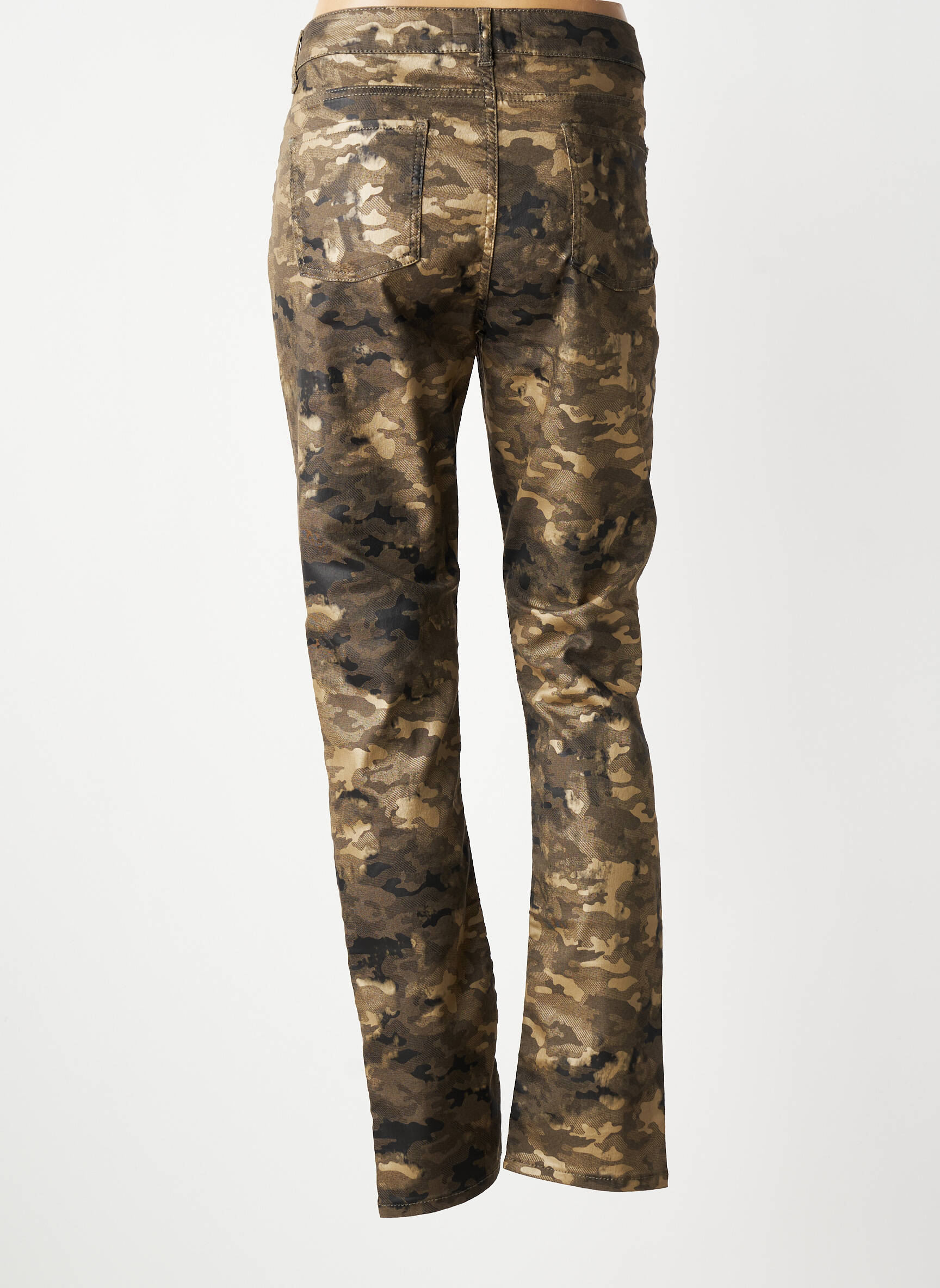 Pantalon slim țesătură poplin mărime normală verde LAUREN VIDAL femeie