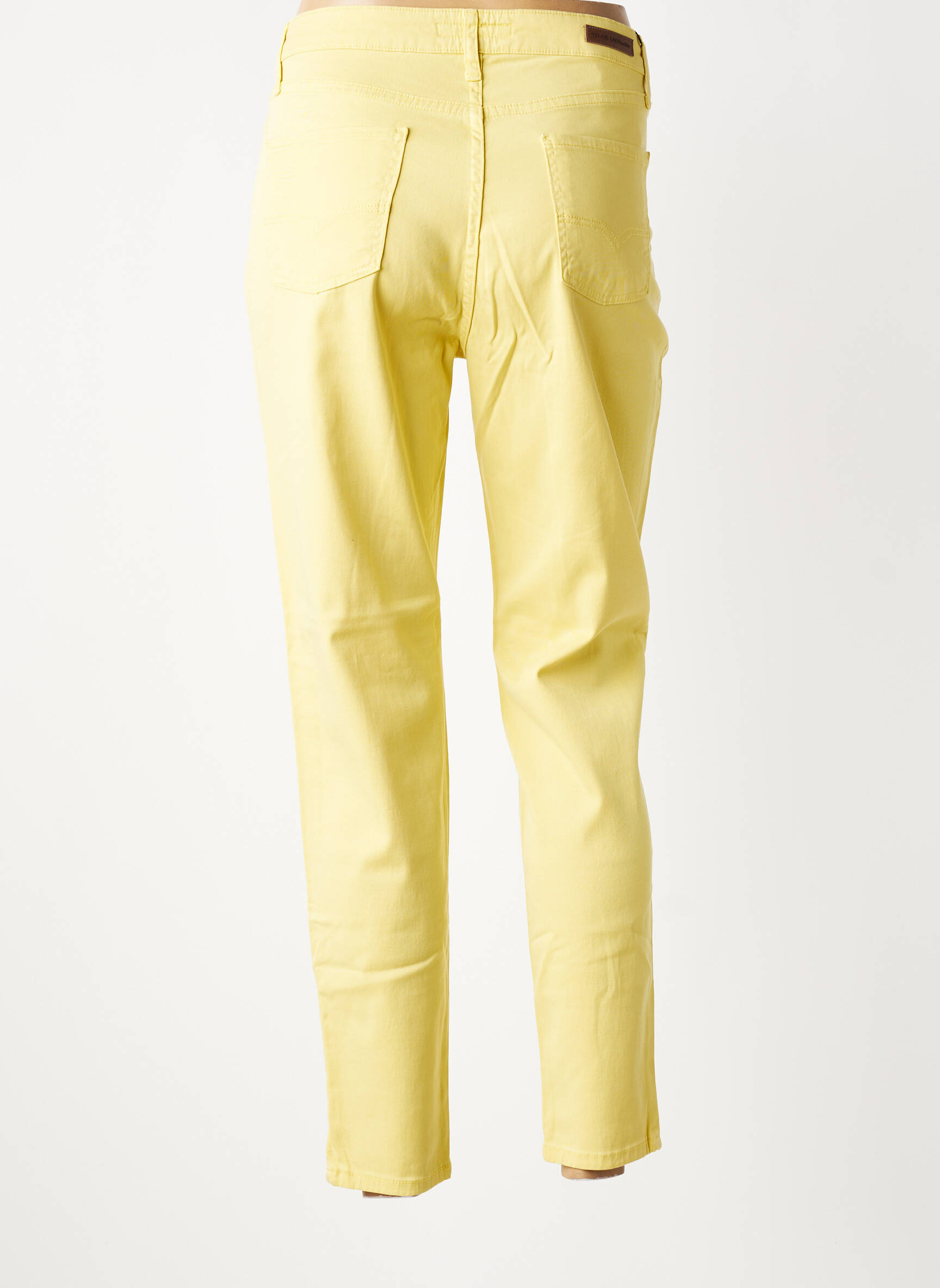 Pantalon slim țesătură poplin mărime normală galben LCDN femeie