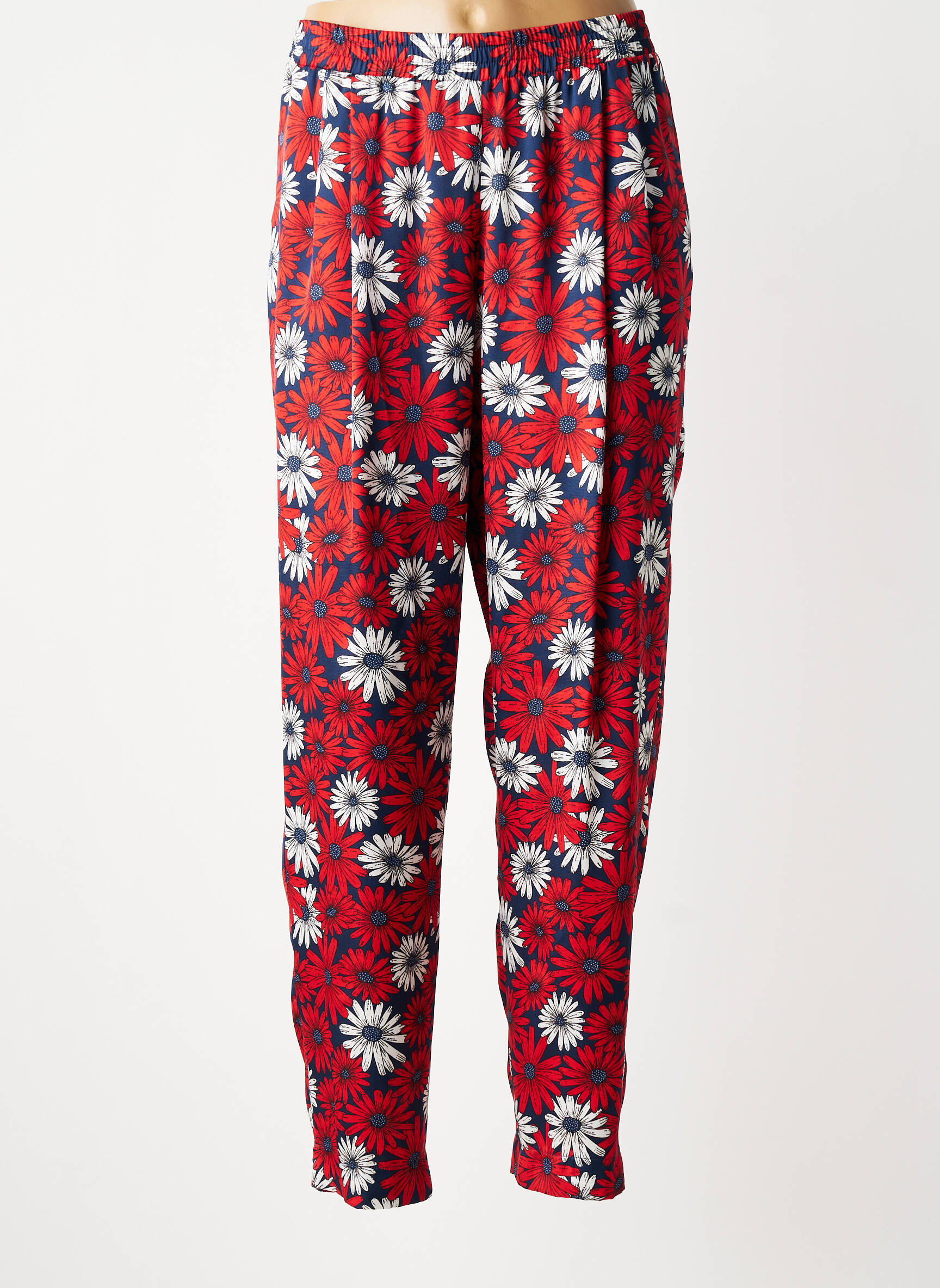 Pantalon drept țesătură crep roșu LAUREN VIDAL femeie