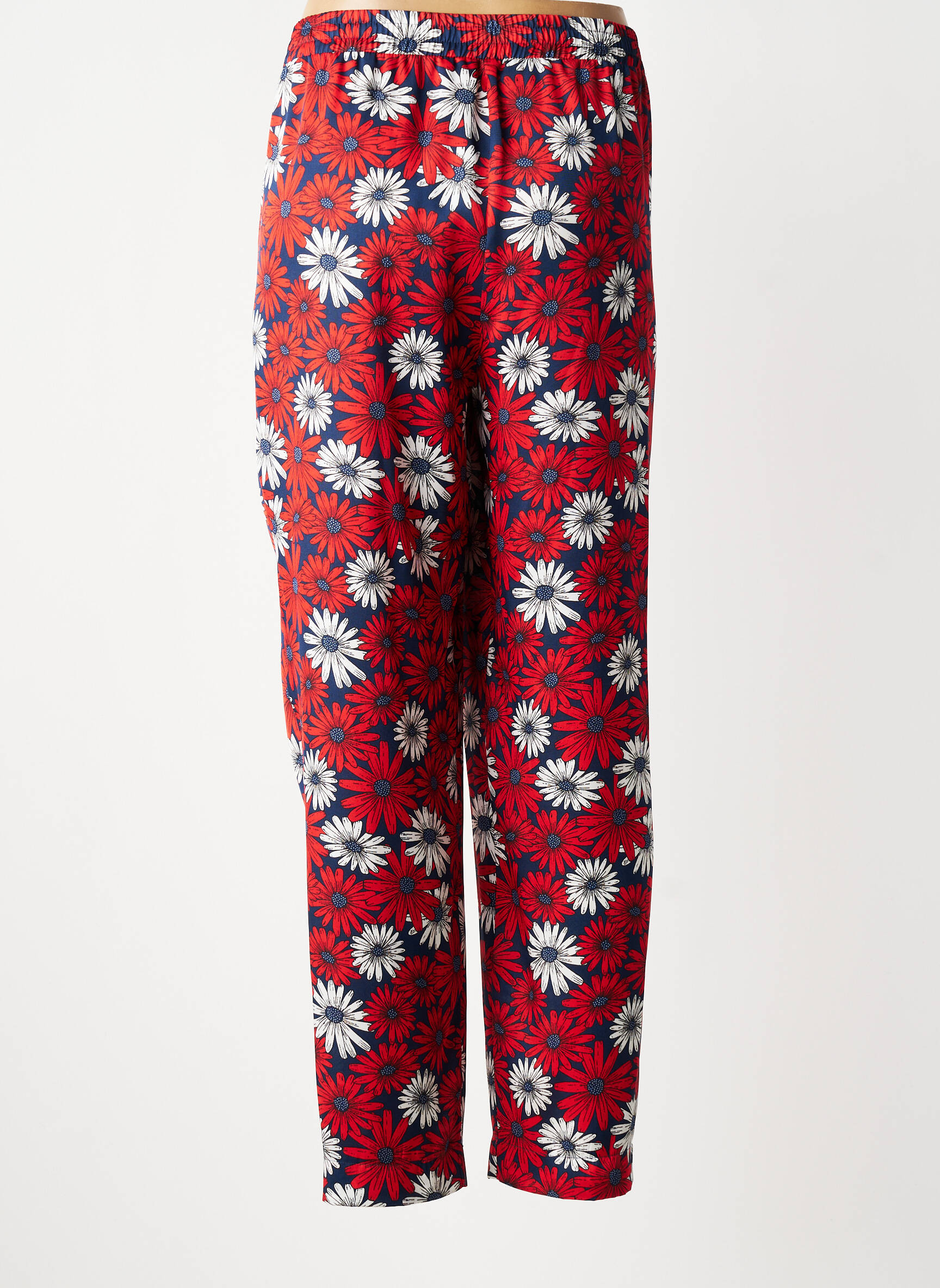 Pantalon drept țesătură crep roșu LAUREN VIDAL femeie