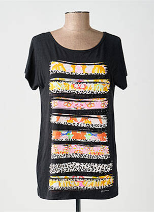 Tricou serigrafie cu strasuri mâneci scurte negru ANANKE femeie
