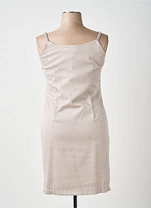 Rochie midi guler rotund bretele subțiri bej CHEMA BLANCO femeie