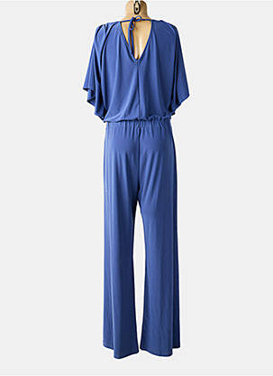 Salopetă-pantalon croială fluidă mâneci scurte albastru ANDAMIO femeie