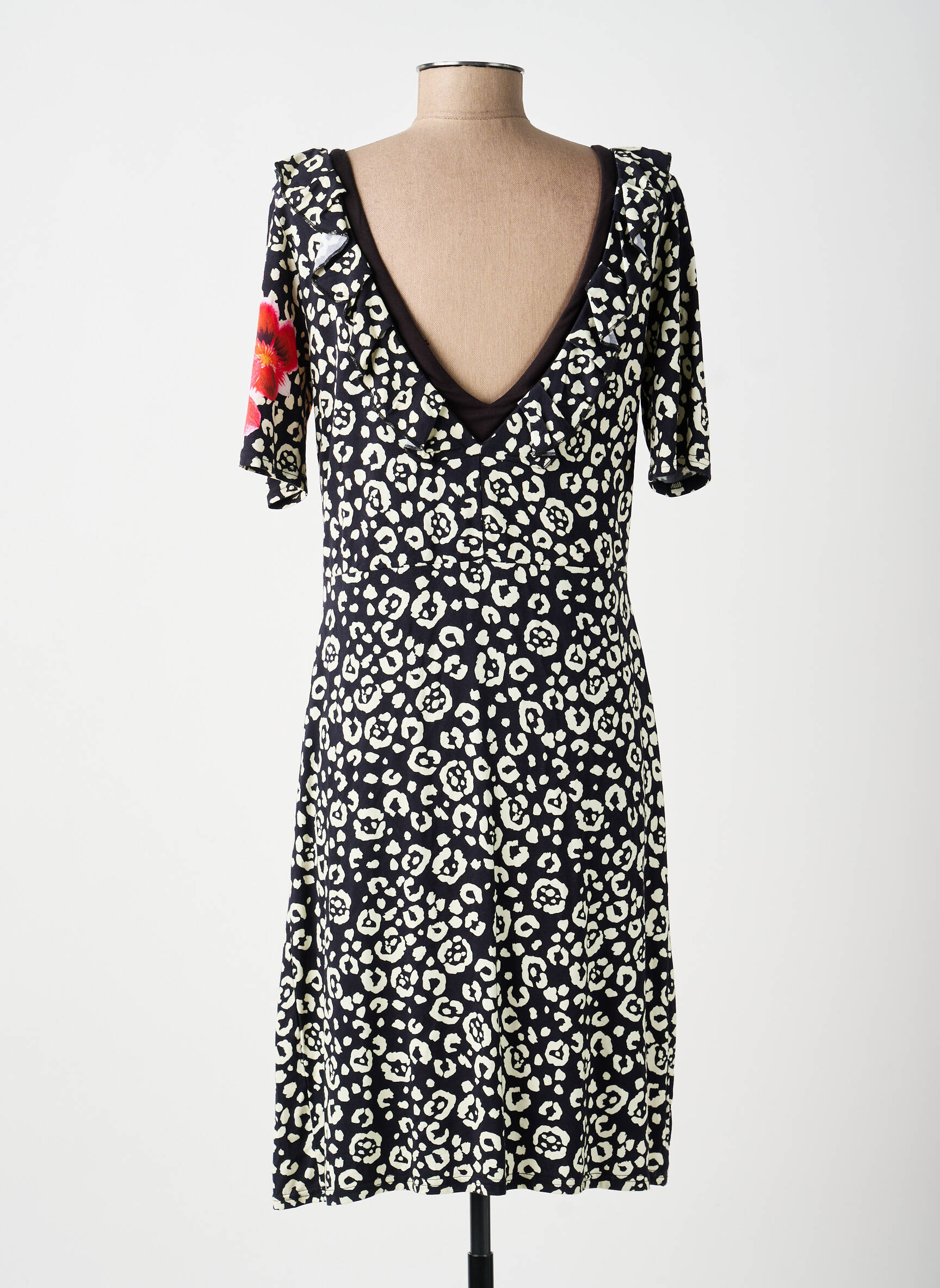 Rochie midi mâneci scurte mâneci scurte negru FUEGO WOMAN femeie