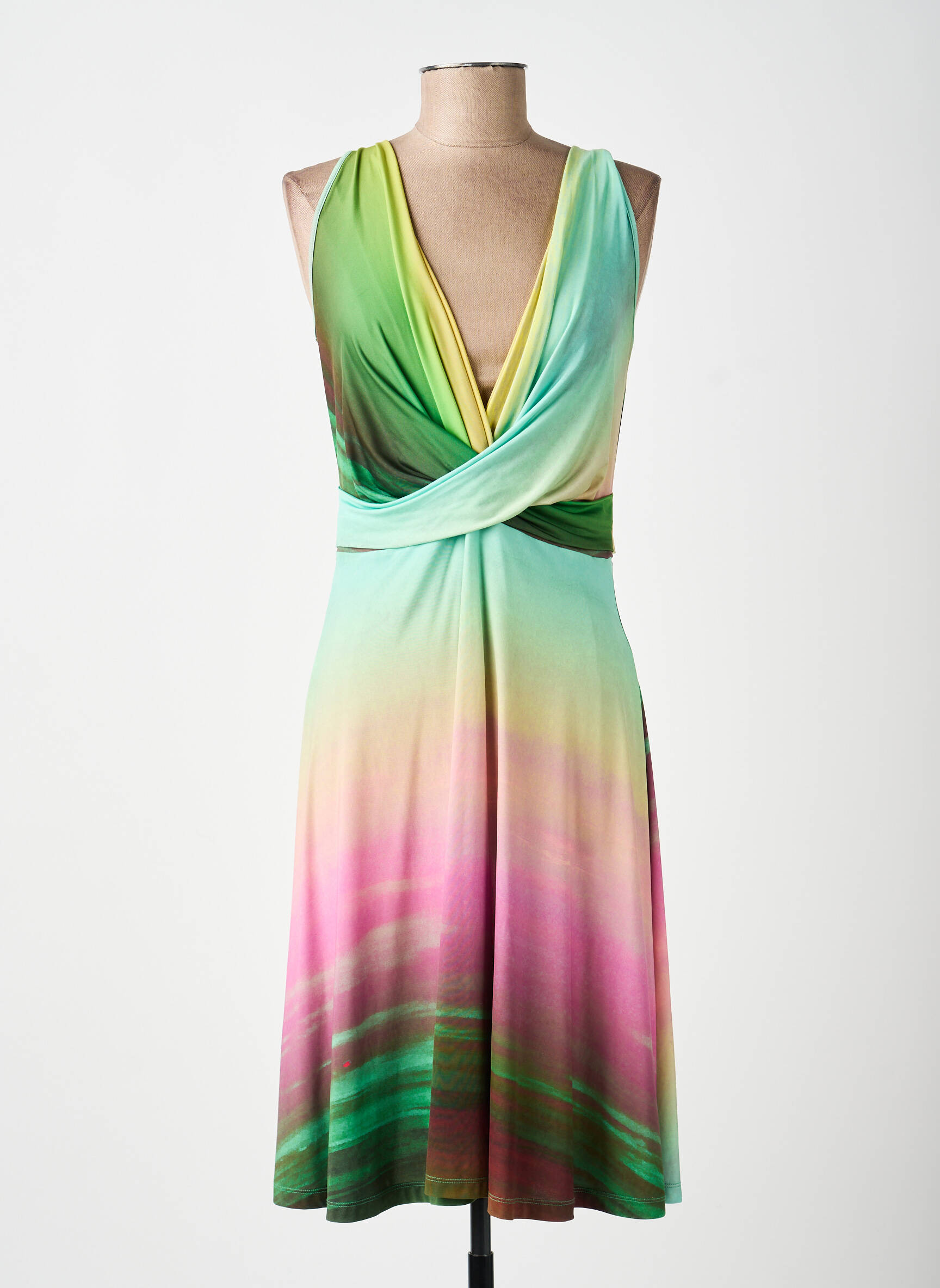 Rochie midi fără mâneci fără mâneci verde EROKE femeie