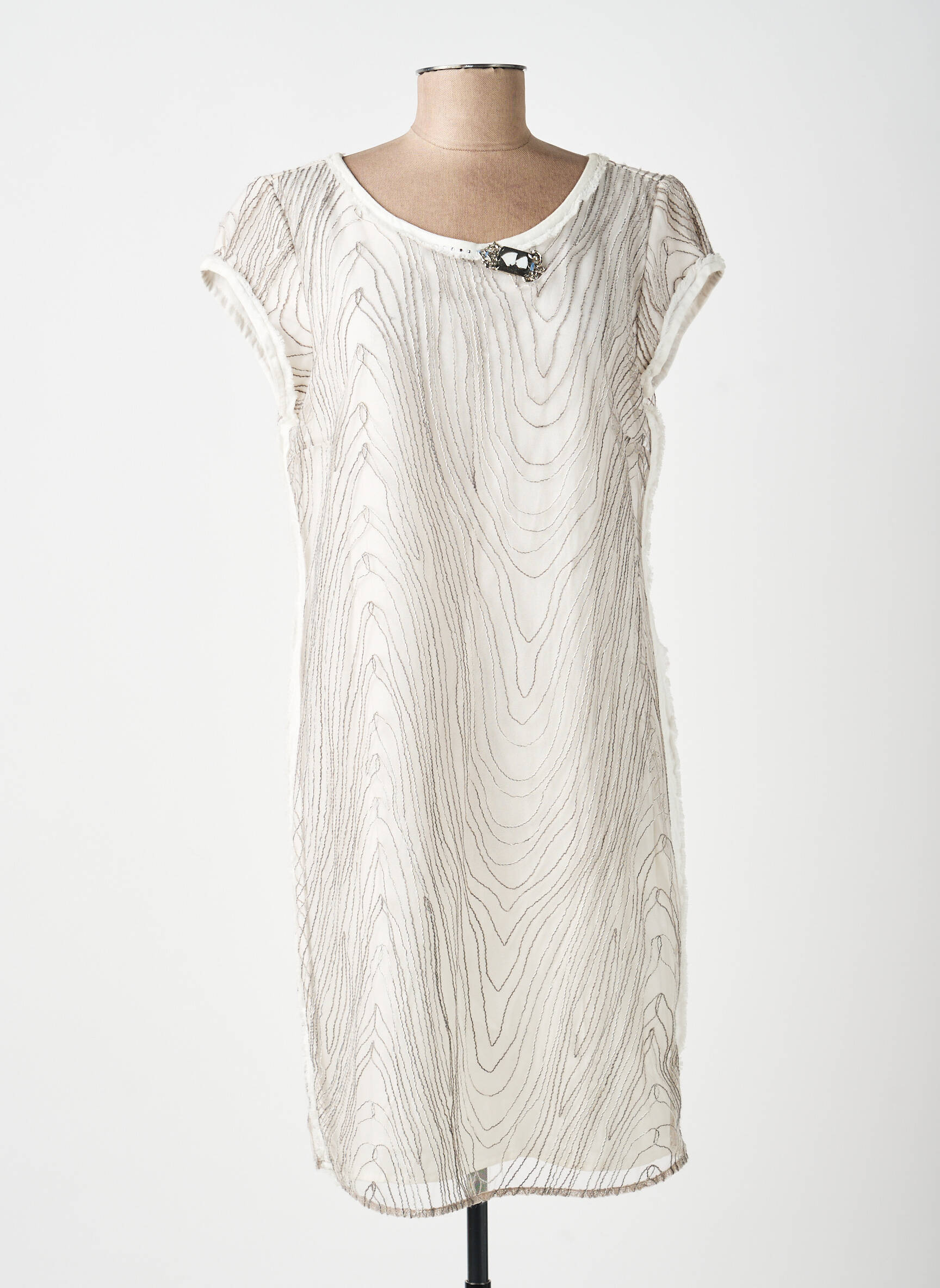 Rochie midi mâneci scurte mâneci scurte gri DANIELA DALLAVALLE femeie