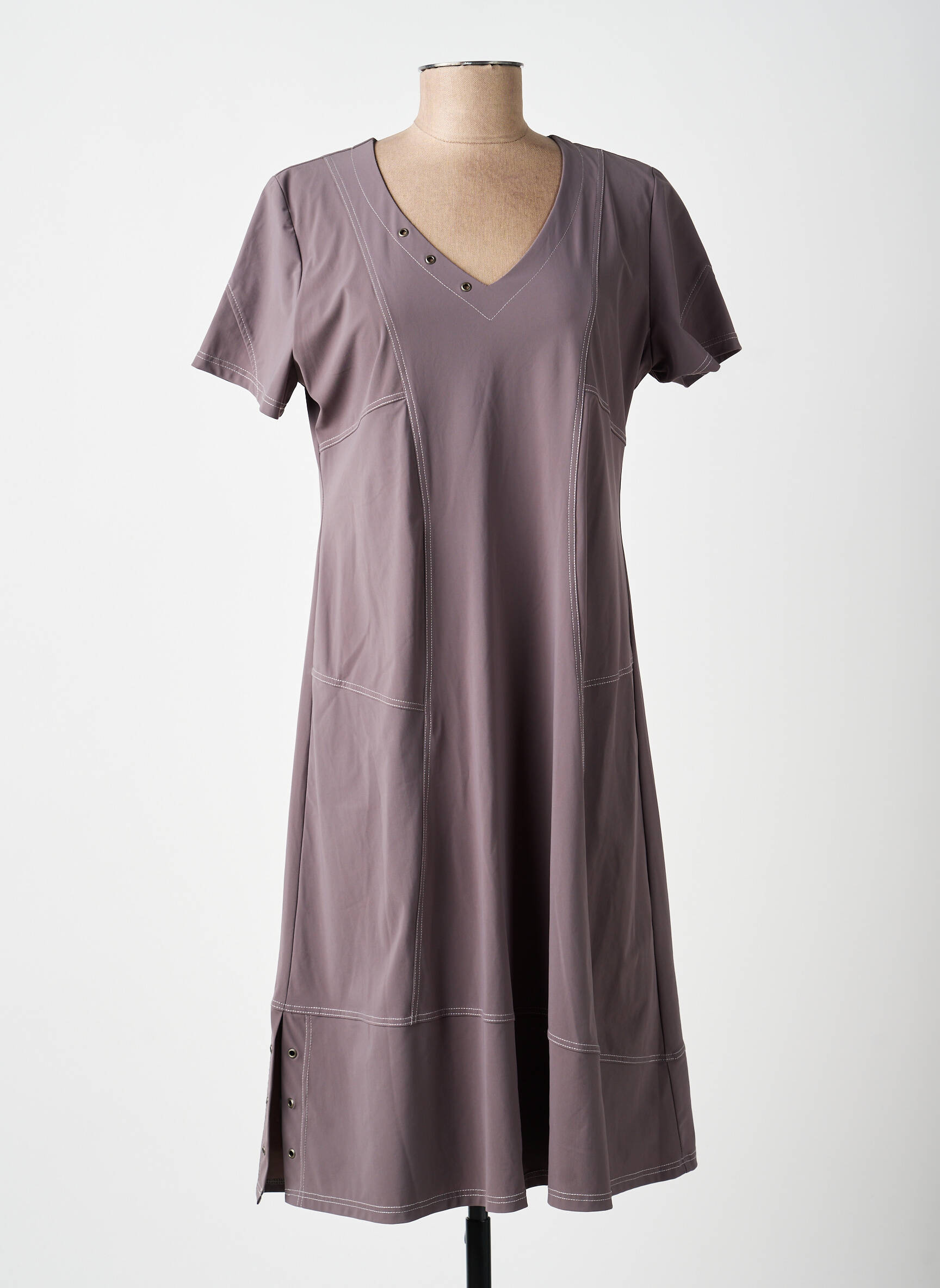 Rochie midi mâneci scurte mâneci scurte gri JEAN DELFIN femeie