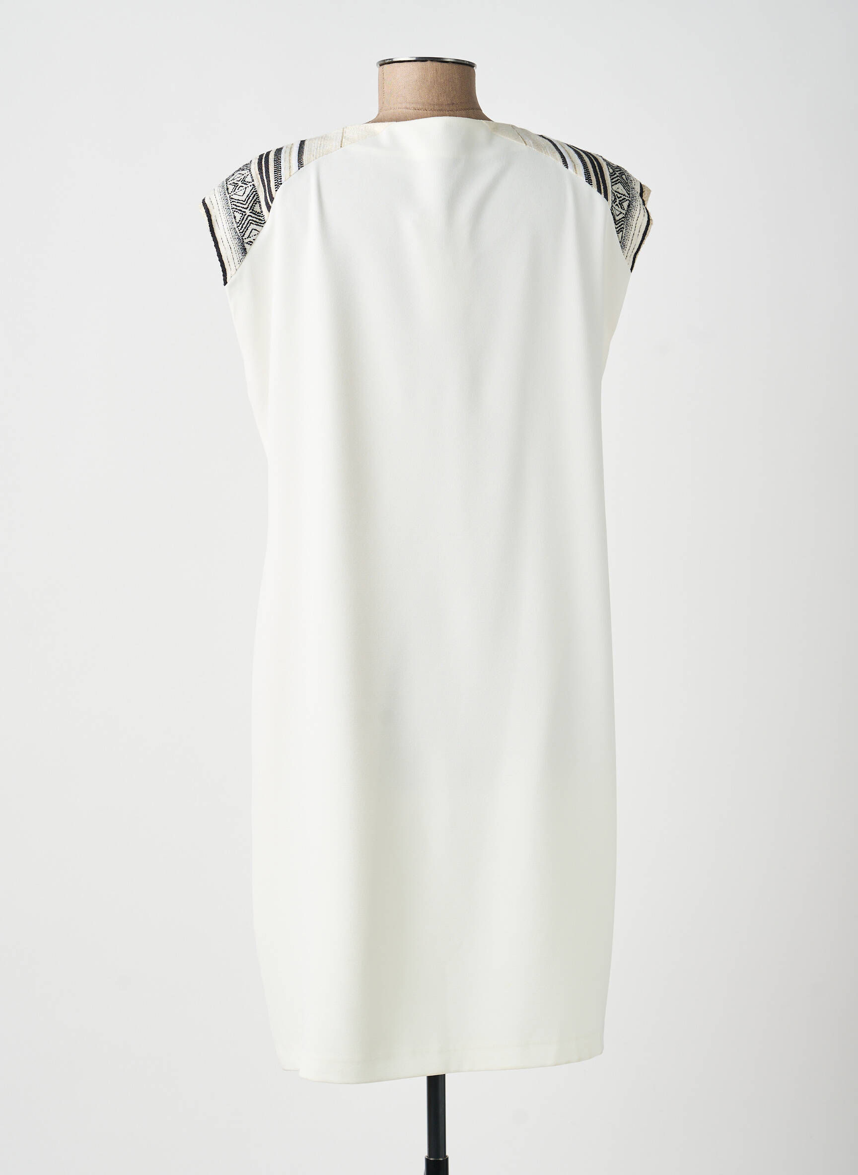 Rochie midi țesătură crep mâneci scurte bej ANDAMIO femeie