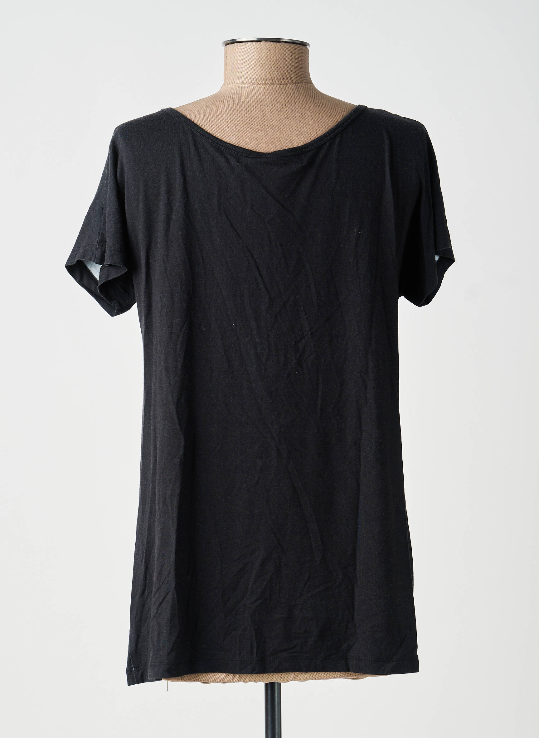 Tricou serigrafie cu strasuri mâneci scurte negru ANANKE femeie