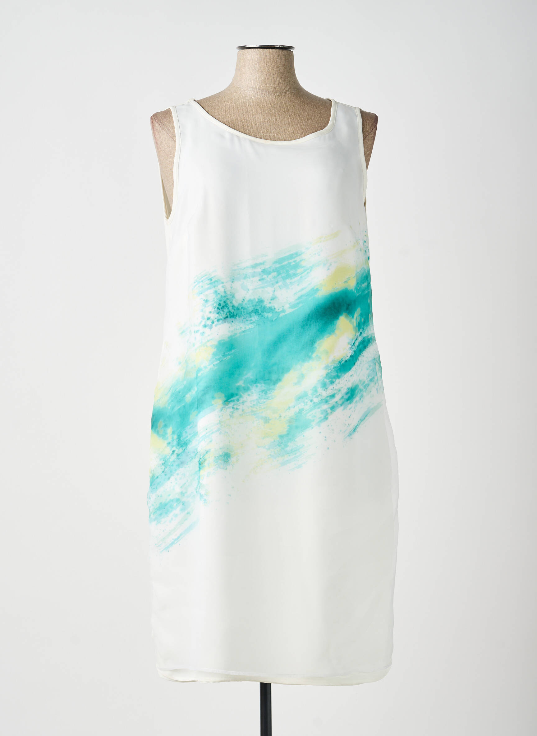 Rochie midi croială fluidă fără mâneci bej ANDAMIO femeie