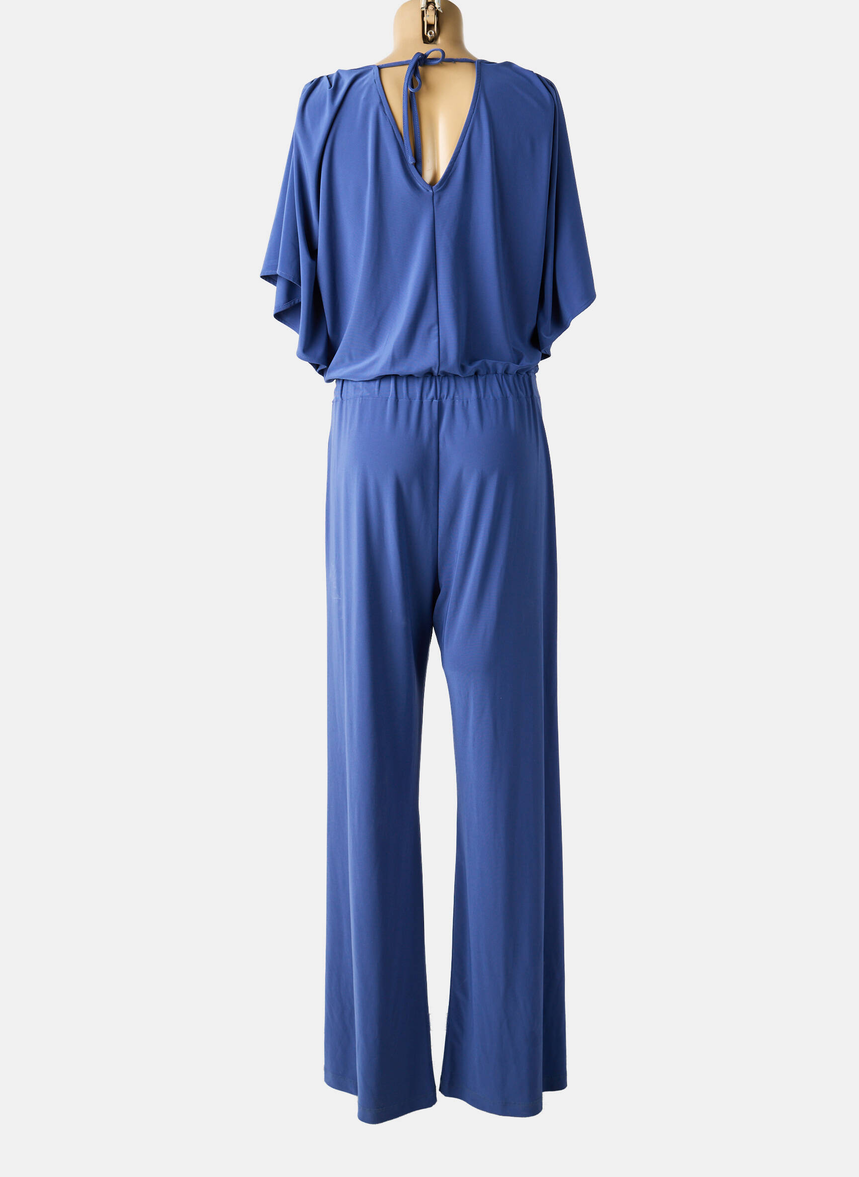 Salopetă-pantalon croială fluidă mâneci scurte albastru ANDAMIO femeie