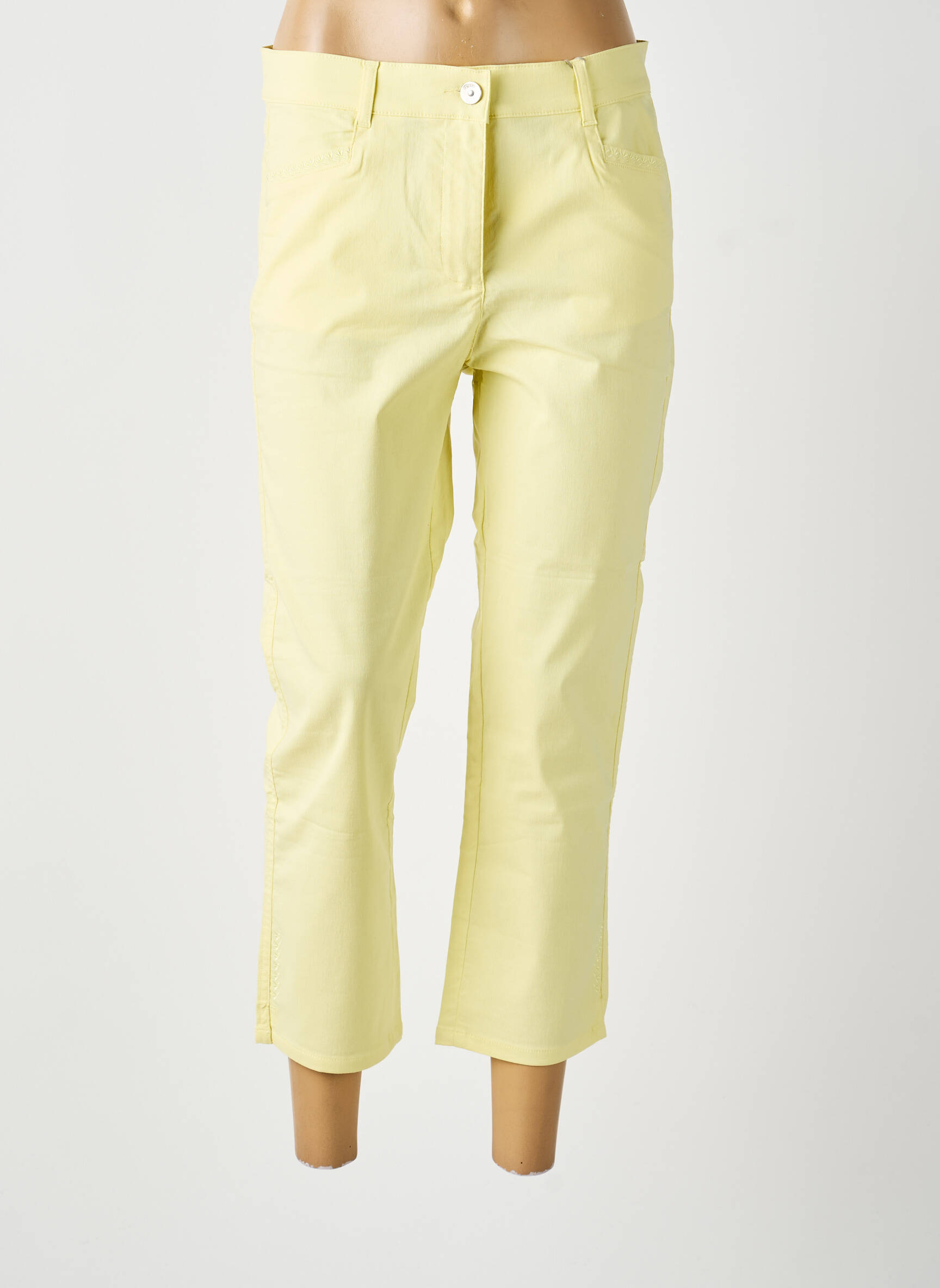 Pantalon 7/8 țesătură poplin mărime normală galben DIANE LAURY femeie