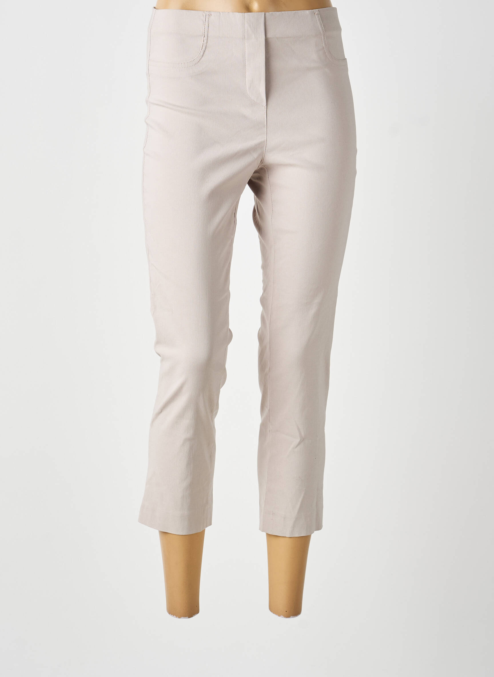 Pantalon trei sferturi elasticitate mărime normală gri LAUREN VIDAL femeie