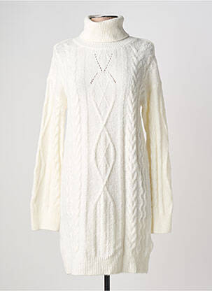 Rochie pulover croială dreaptă mâneci lungi alb CREAM femeie