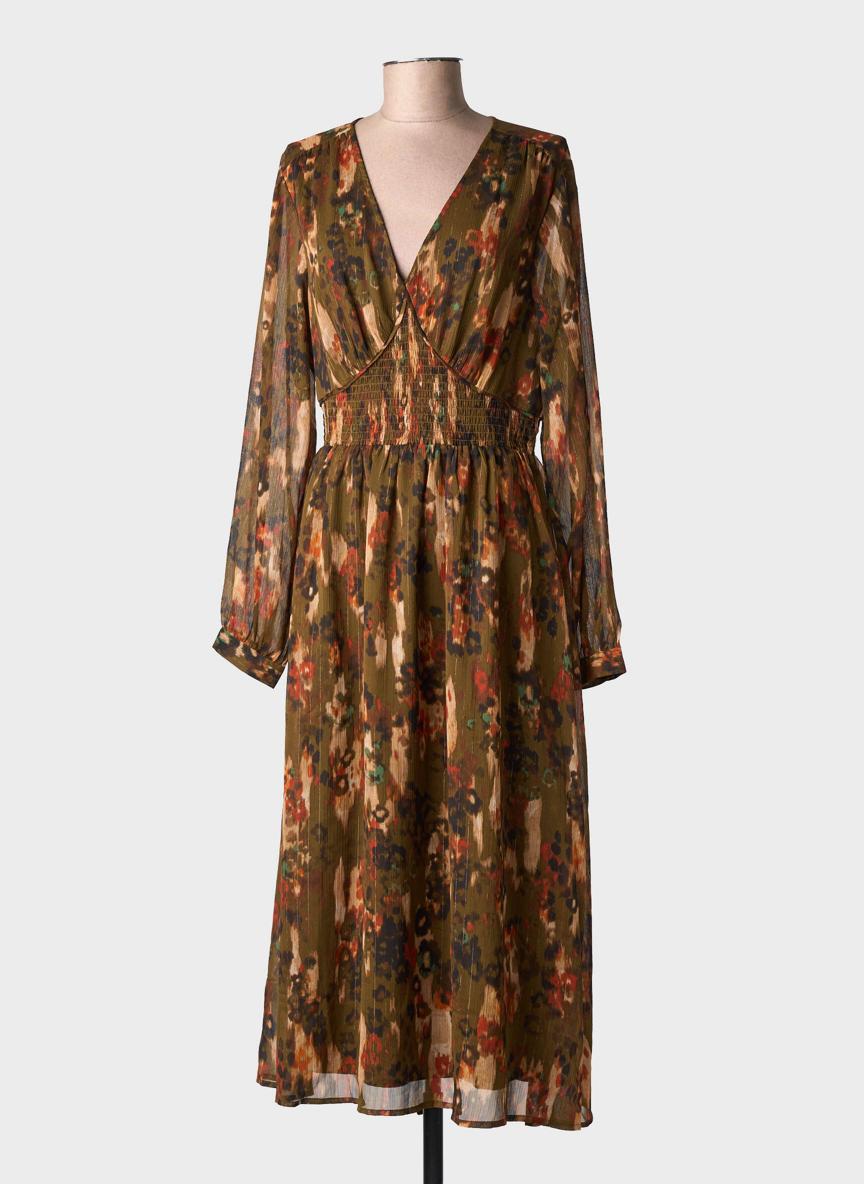Rochie lungă mâneci lungi mâneci lungi verde LPB LES PETITES BOMBES  femeie