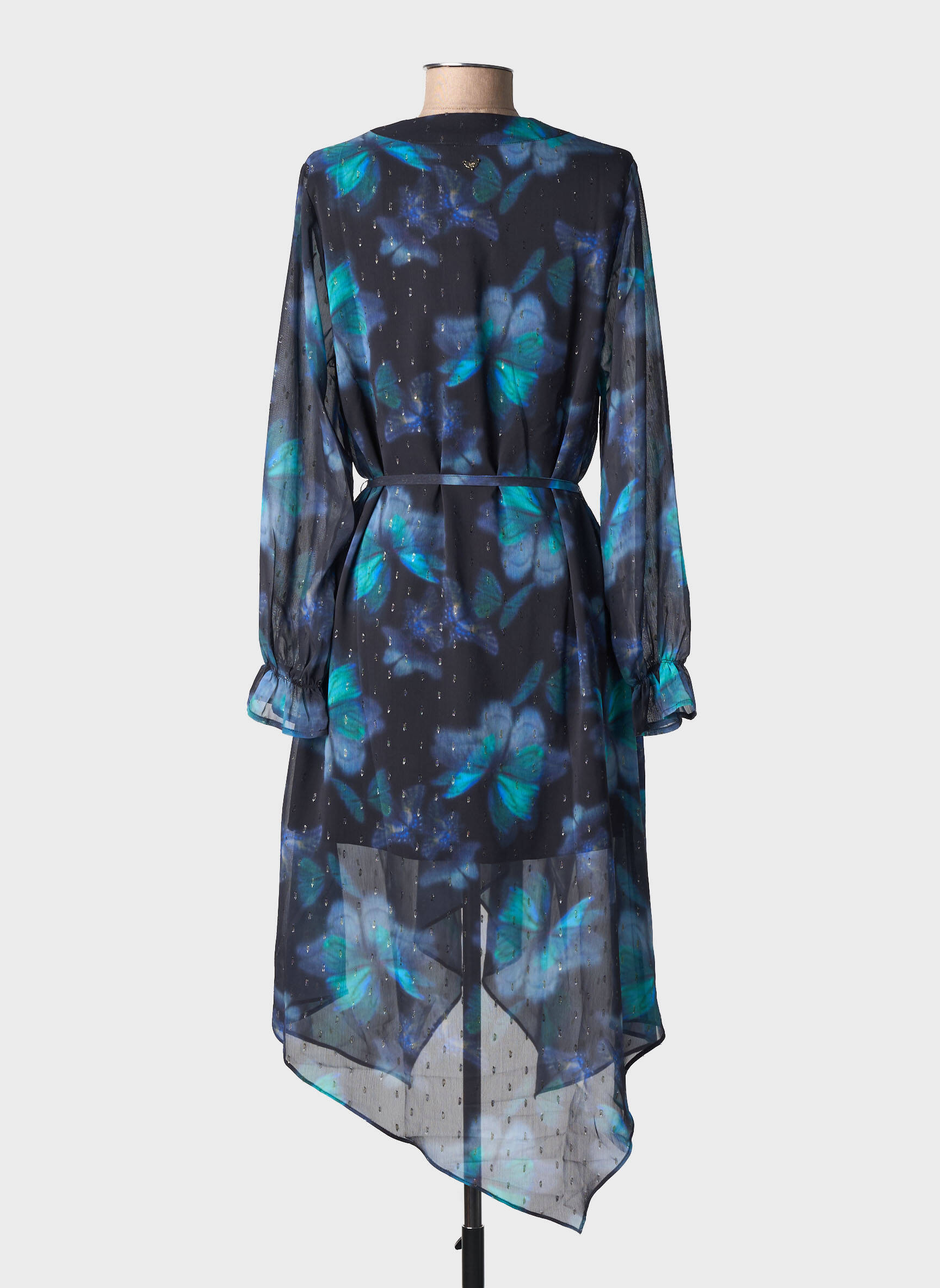 Rochie midi croială fluidă mâneci lungi albastru LPB LES PETITES BOMBES  femeie