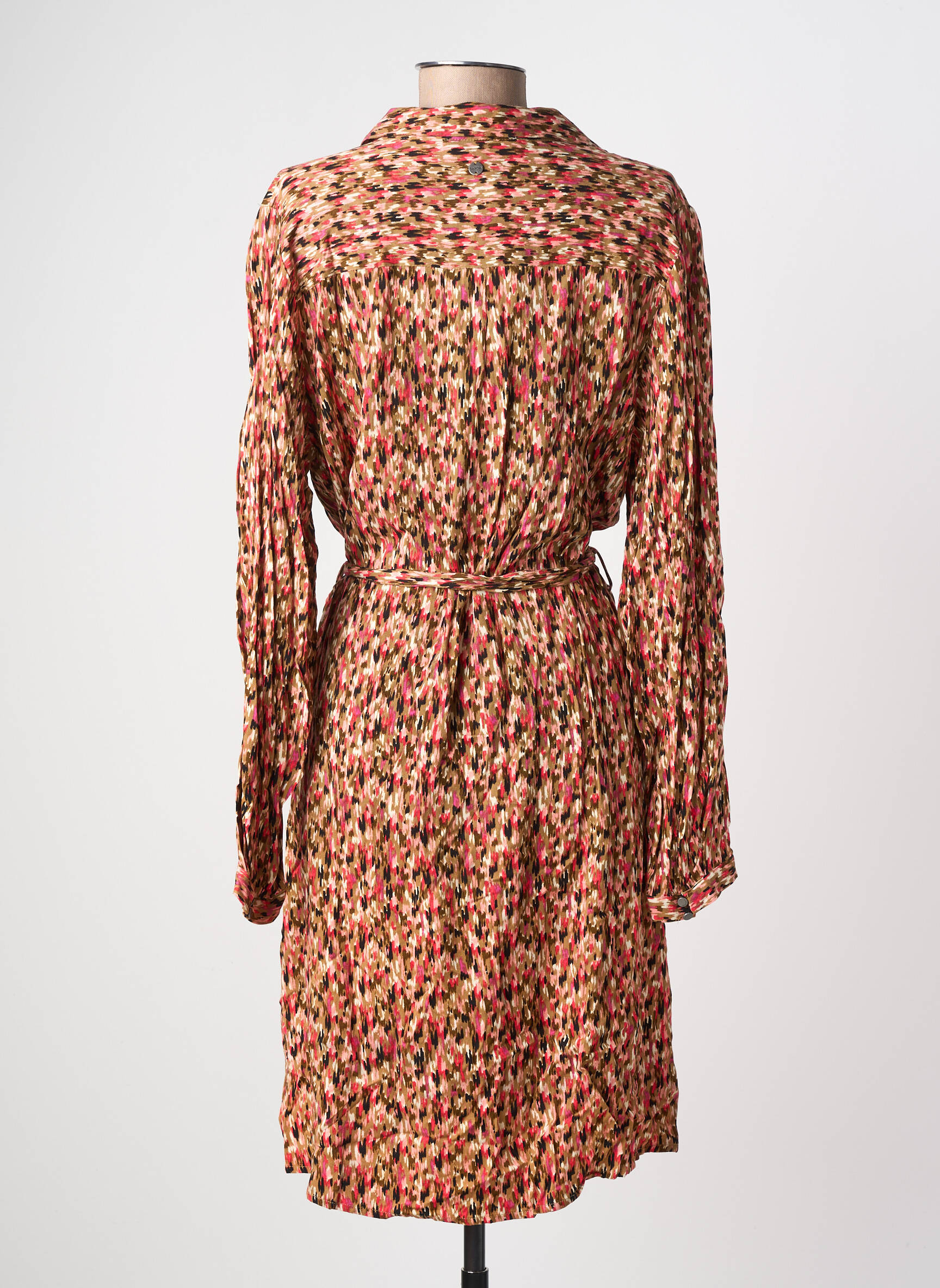 Rochie midi imprimeu fantezie mâneci lungi roz GARCIA femeie