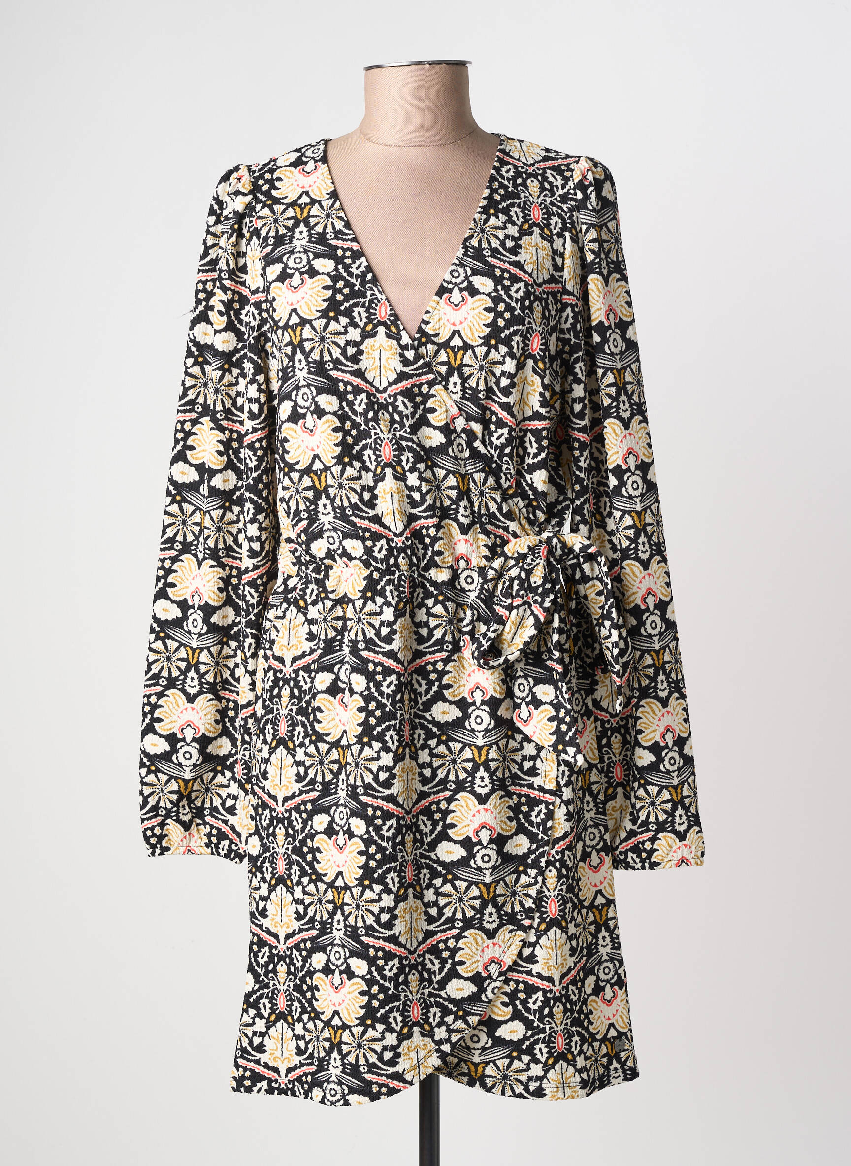 Rochie midi imprimeu fantezie mâneci lungi negru GARCIA femeie