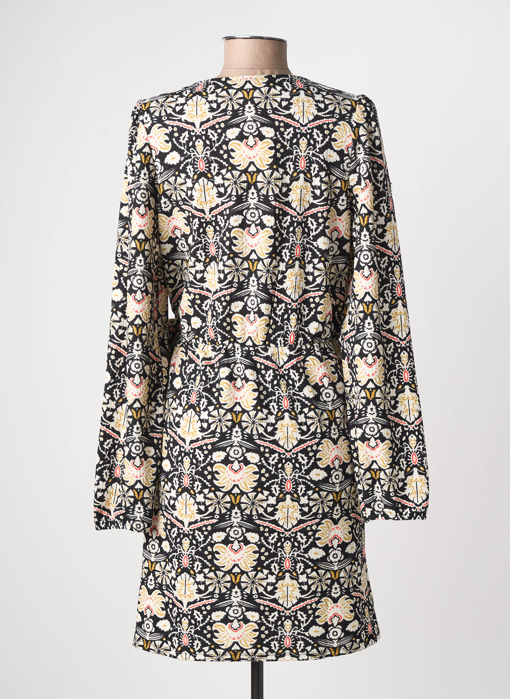 Rochie midi imprimeu fantezie mâneci lungi negru GARCIA femeie