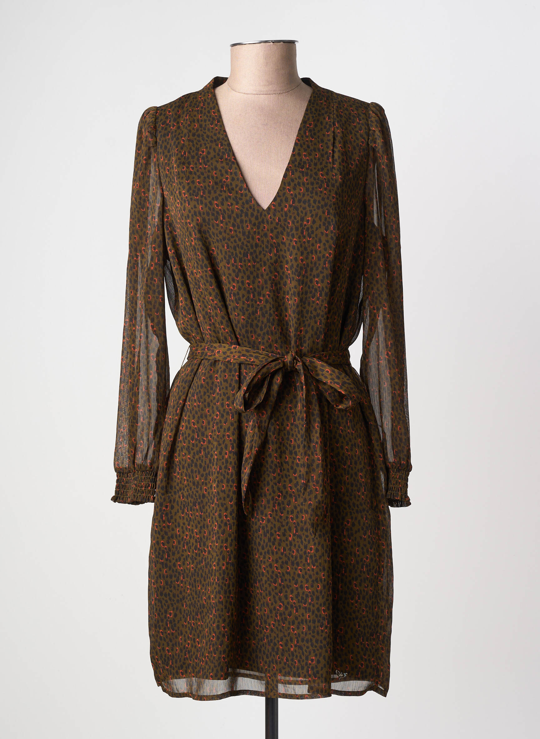 Rochie scurtă croială fluidă mâneci lungi verde LPB LES PETITES BOMBES  femeie