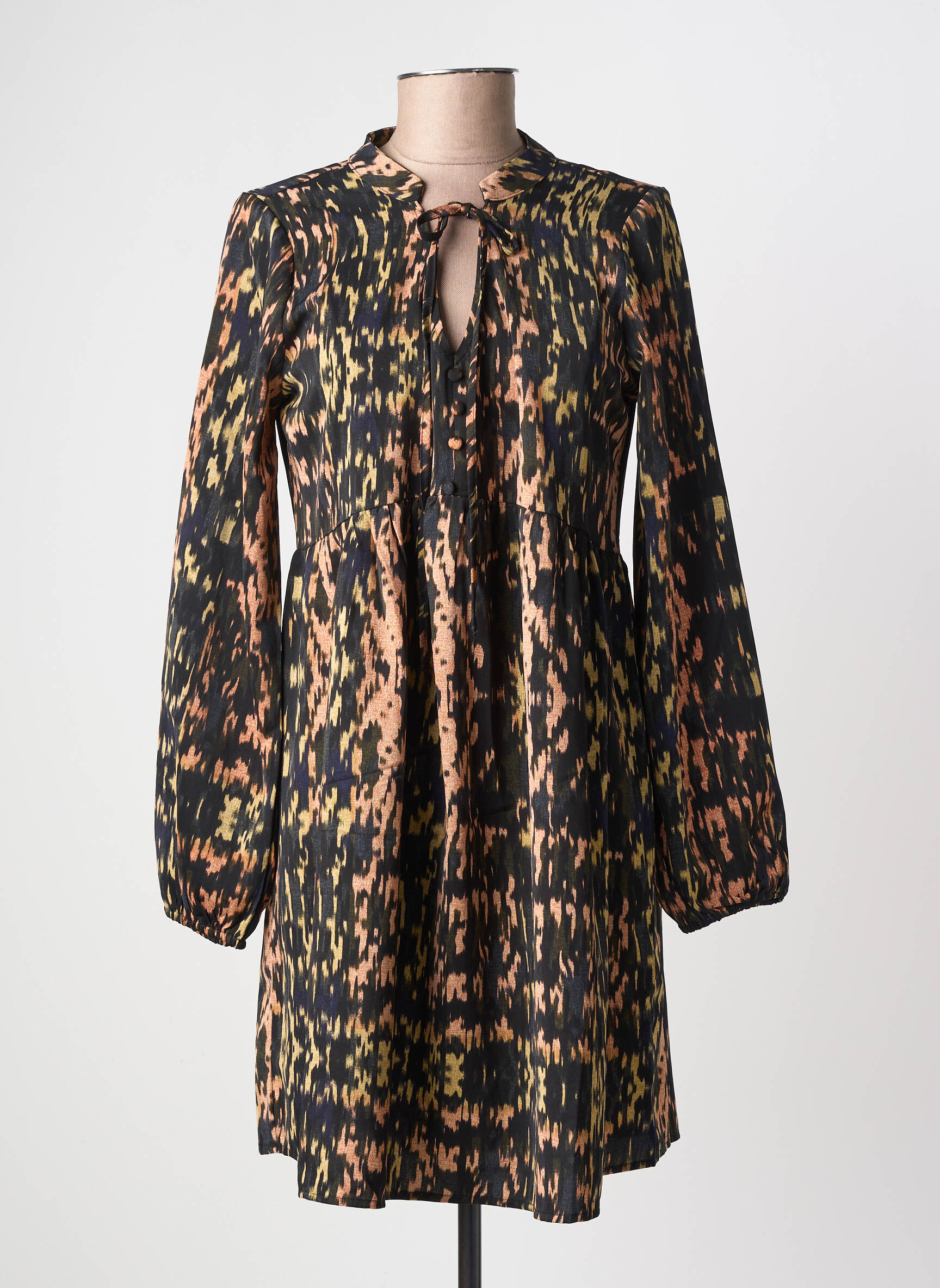 Rochie midi imprimeu fantezie mâneci lungi negru MOLLY BRACKEN femeie