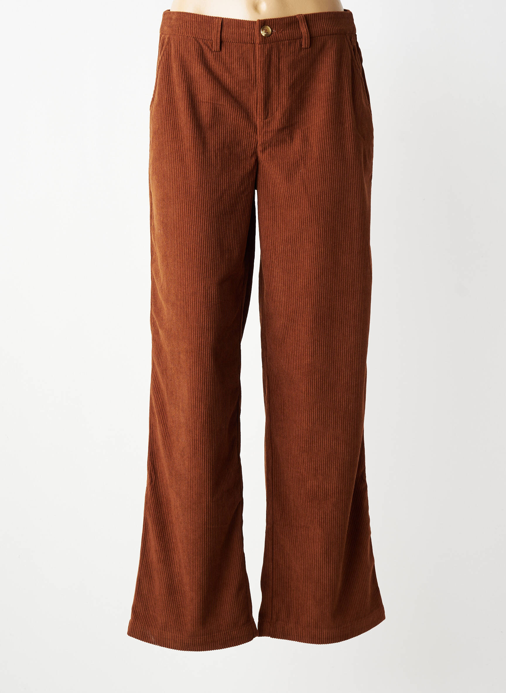 Pantalon drept elasticitate talie înaltă maro CREAM femeie