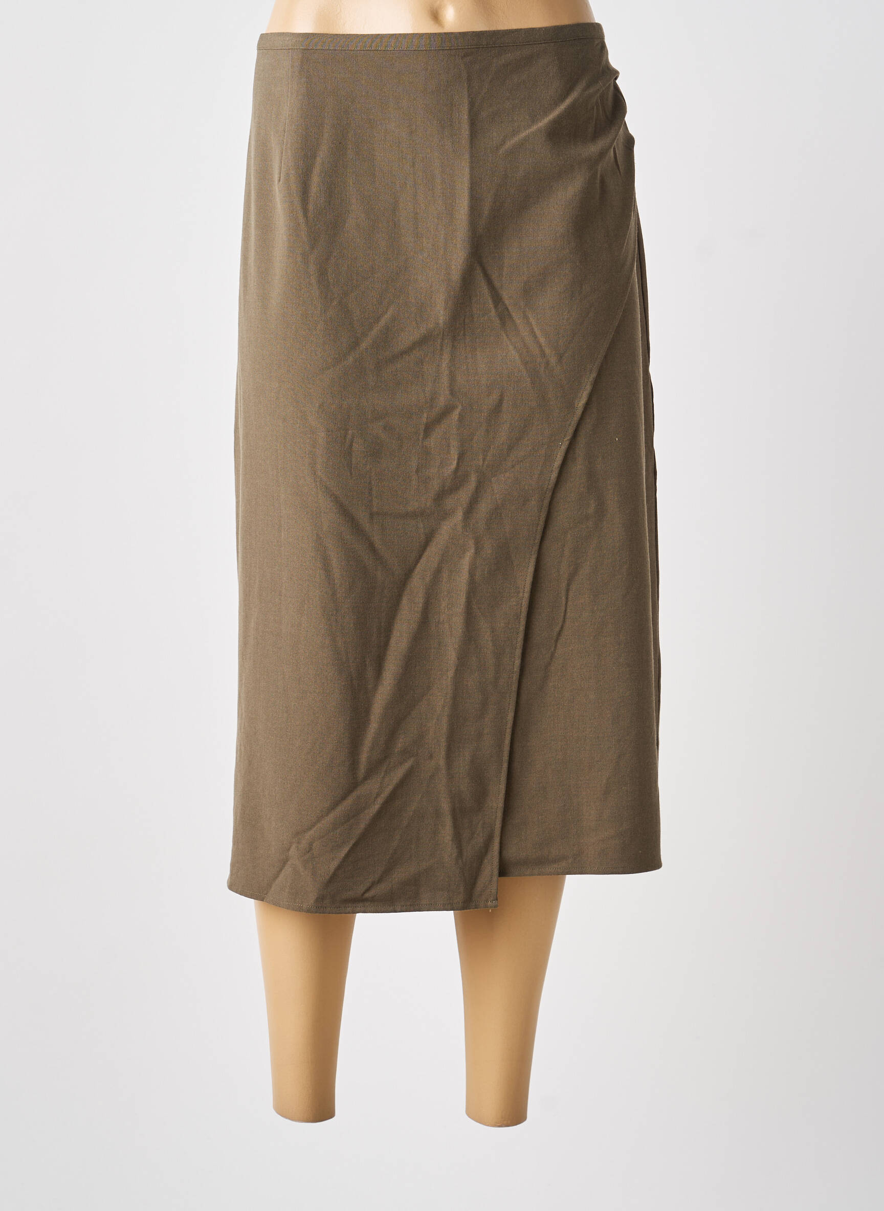 Fustă midi talie cu cleme verde CREAM femeie