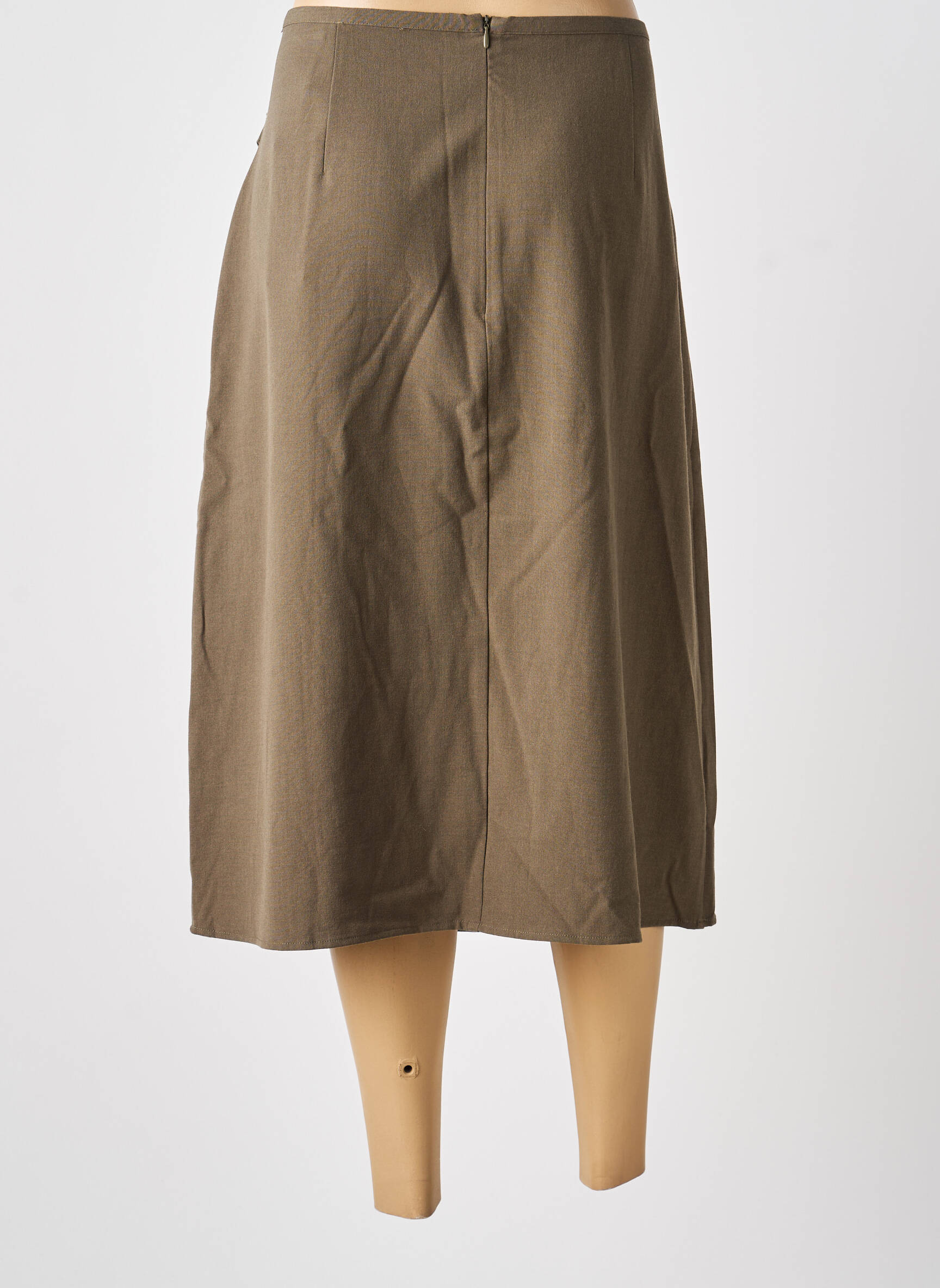 Fustă midi talie cu cleme verde CREAM femeie