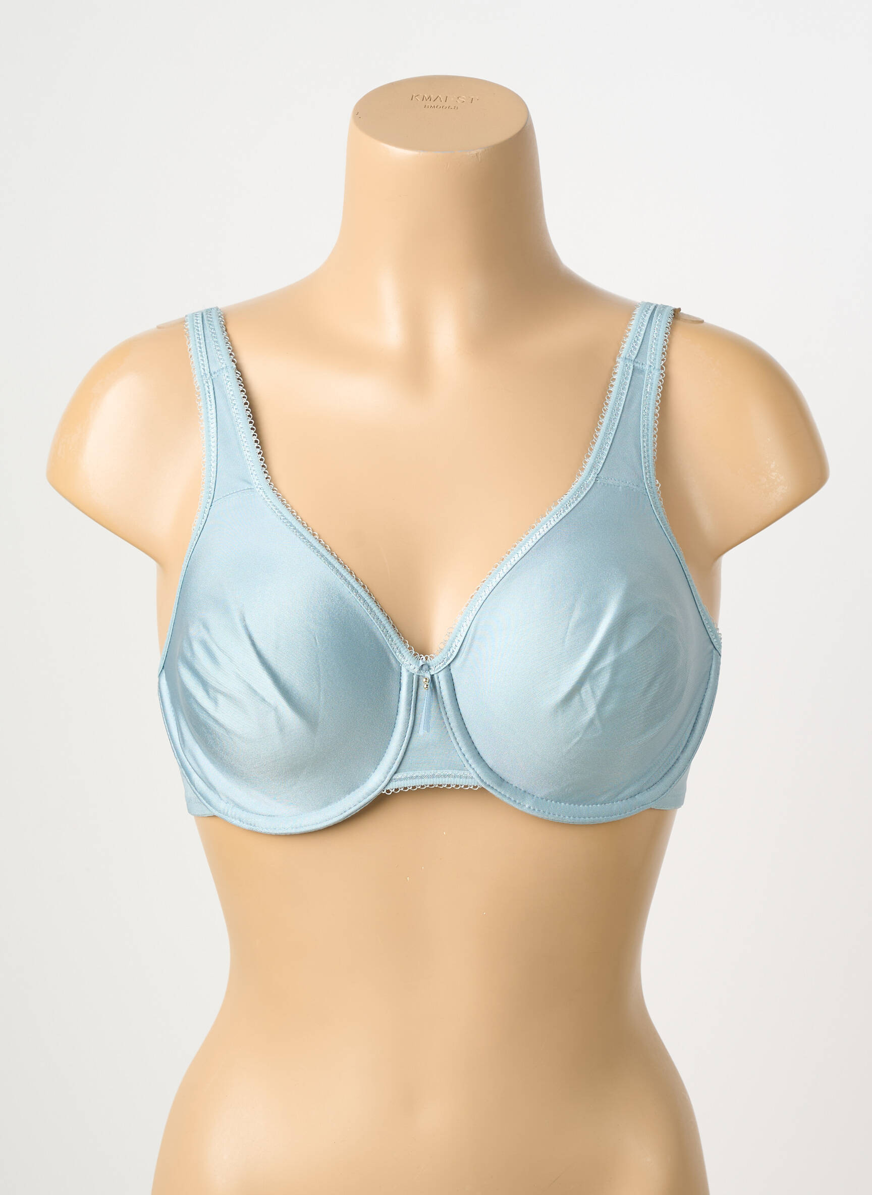 Sutien efect material satinat sutien cupe întregi cu decolteu înalt albastru WACOAL femeie