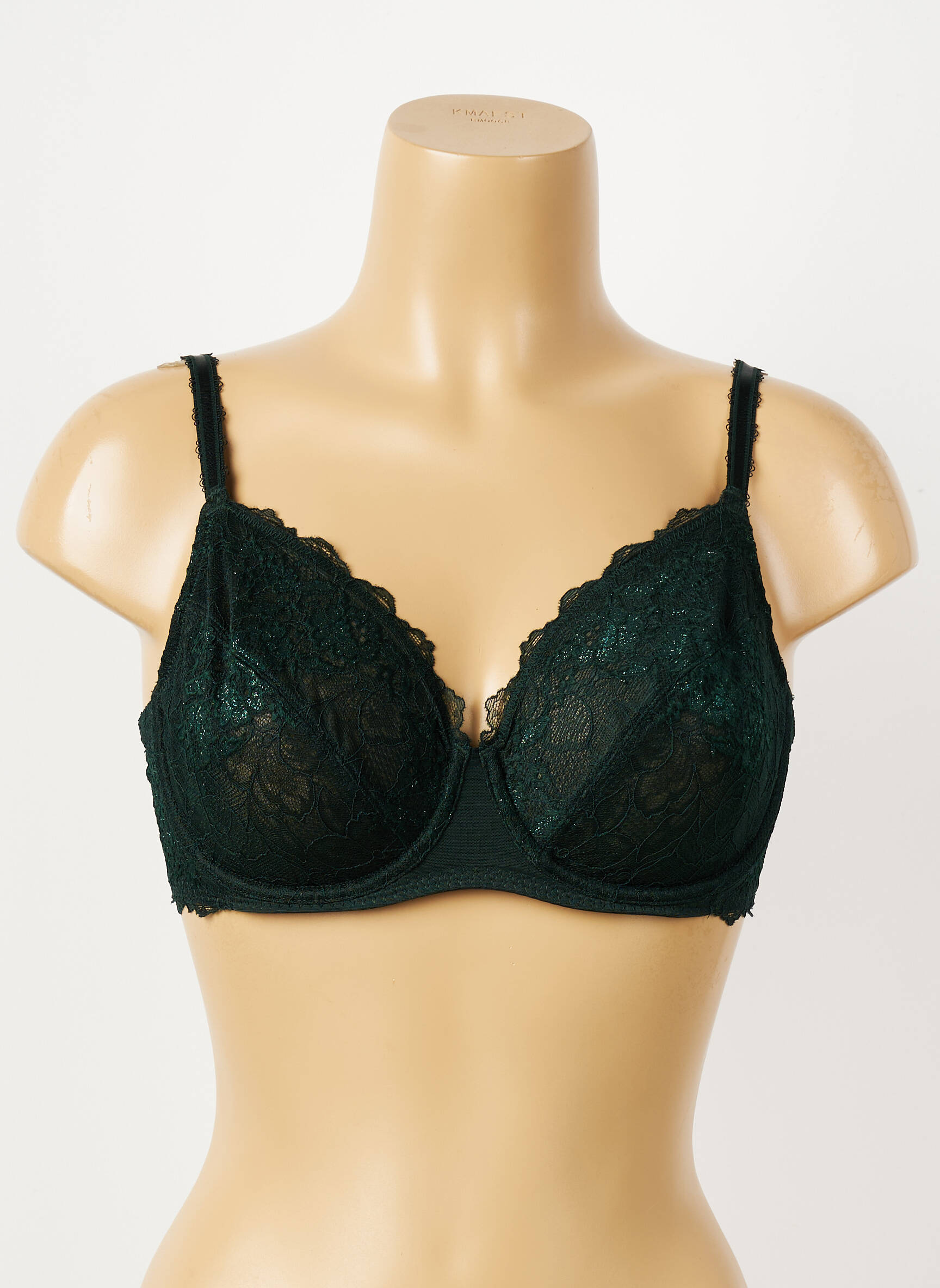 Sutien efect material satinat sutien cupe întregi cu decolteu înalt verde WACOAL femeie