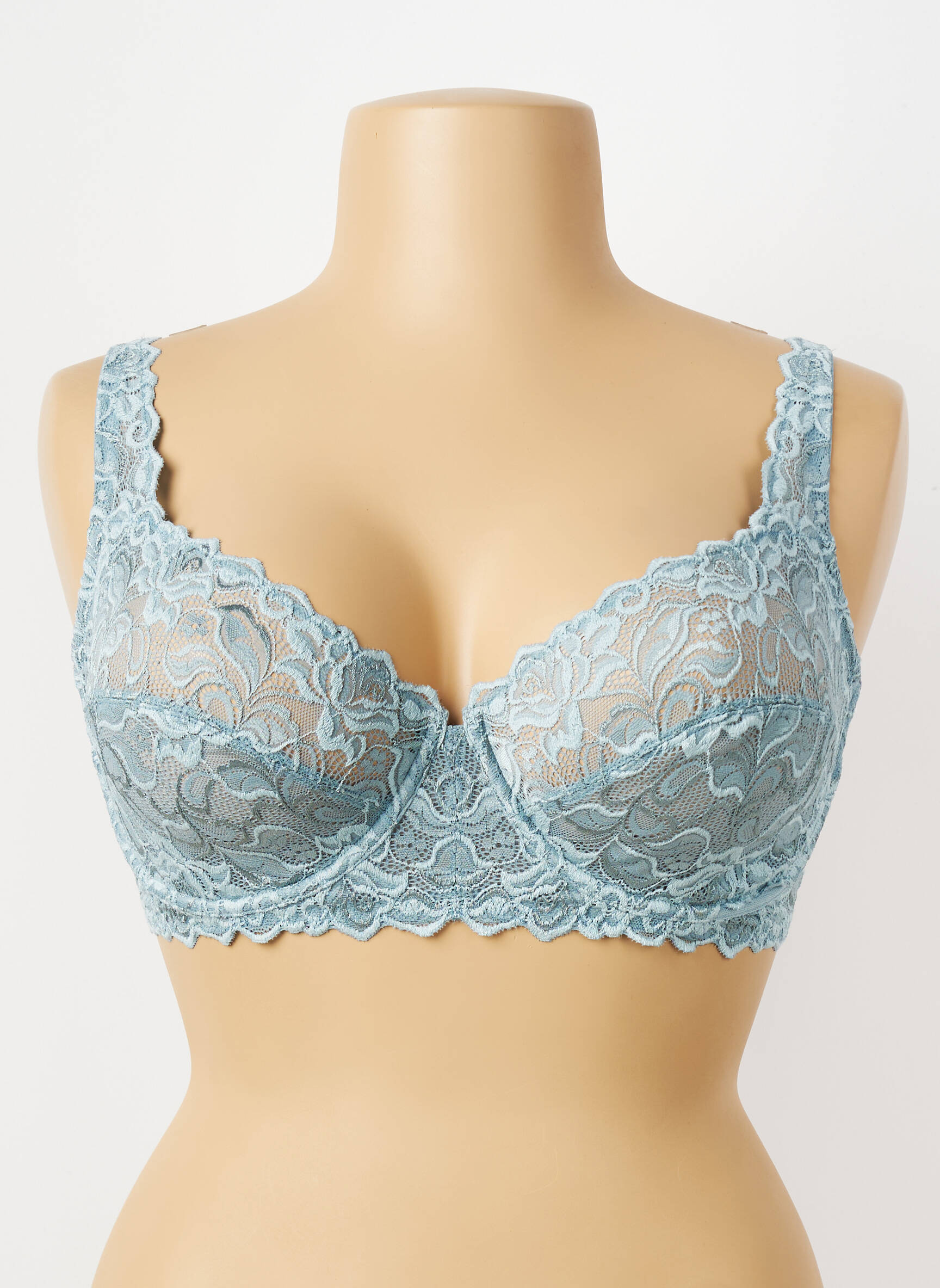Sutien efect material satinat sutien cupe întregi cu decolteu înalt verde WACOAL femeie
