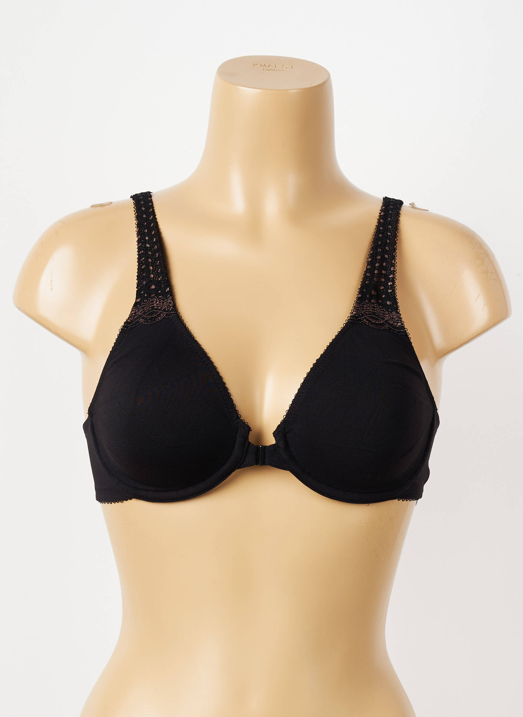 Sutien efect material satinat top triunghiuri negru WACOAL femeie