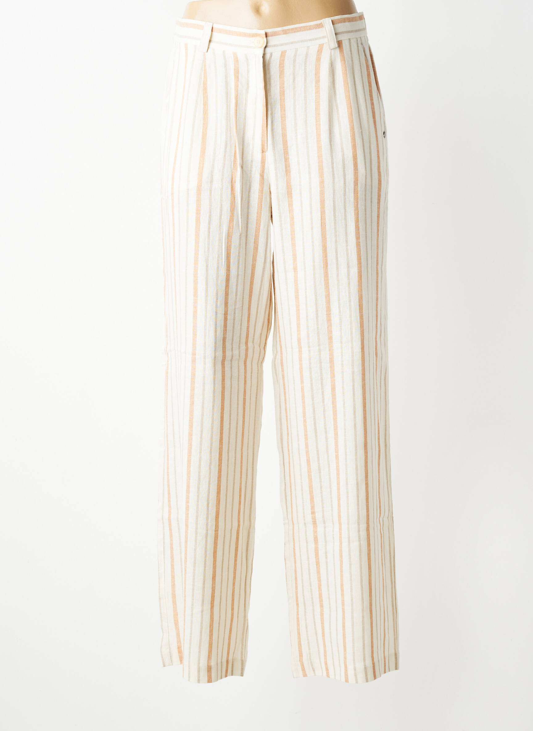 Pantalon drept talie elastică mărime normală bej SURKANA femeie