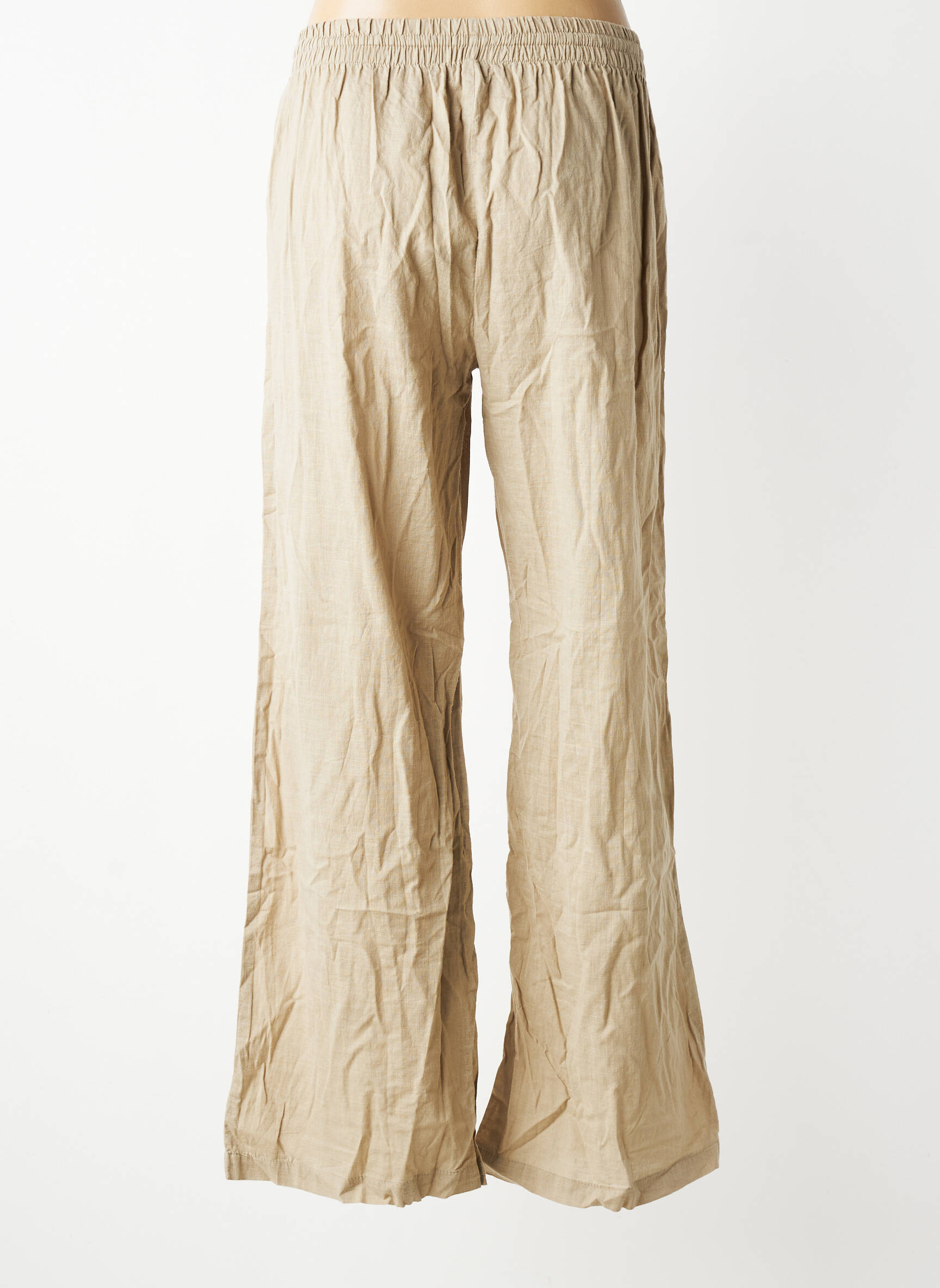Pantalon larg mărime normală mărime normală bej LARAETHNICS femeie