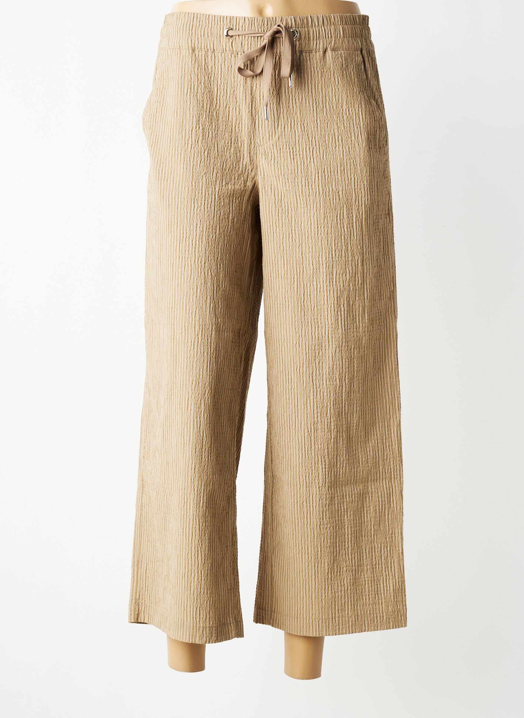 Pantalon larg țesătură crep mărime normală bej STREET ONE femeie
