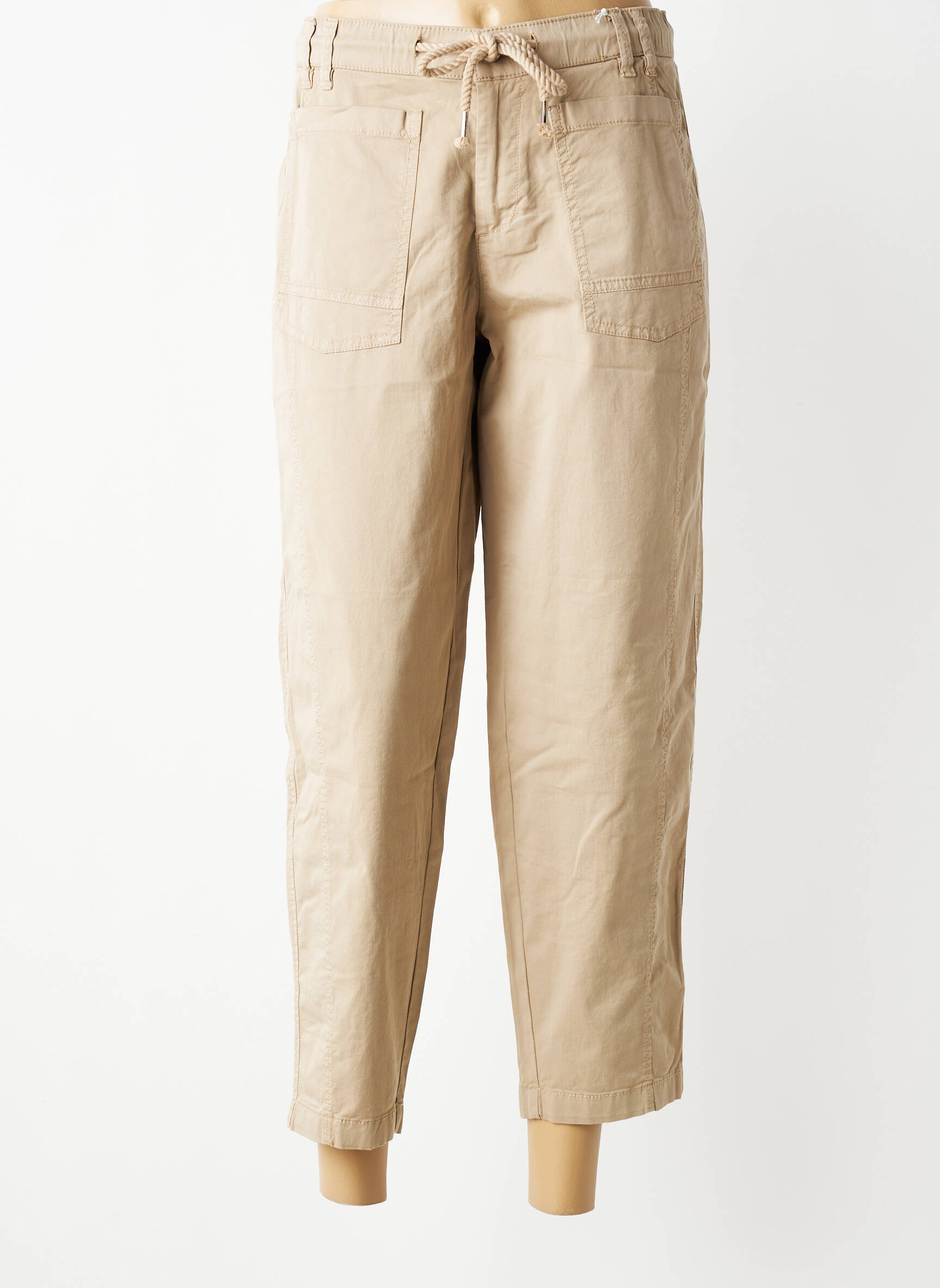 Pantalon 7/8 talie elastică mărime normală bej STREET ONE femeie