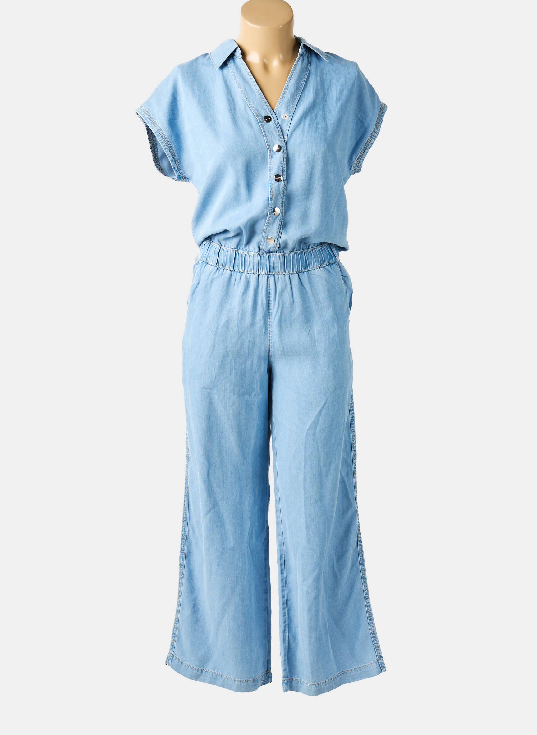Salopetă-pantalon guler de bluză mâneci scurte albastru STREET ONE femeie
