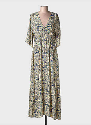 Rochie lungă mâneci lungi mâneci lungi bej MAISON HOTEL femeie