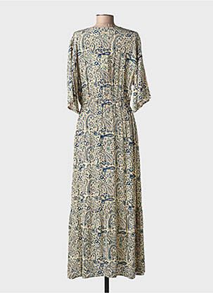 Rochie lungă mâneci lungi mâneci lungi bej MAISON HOTEL femeie