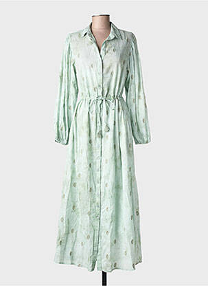 Rochie lungă mâneci lungi mâneci lungi verde MAISON HOTEL femeie