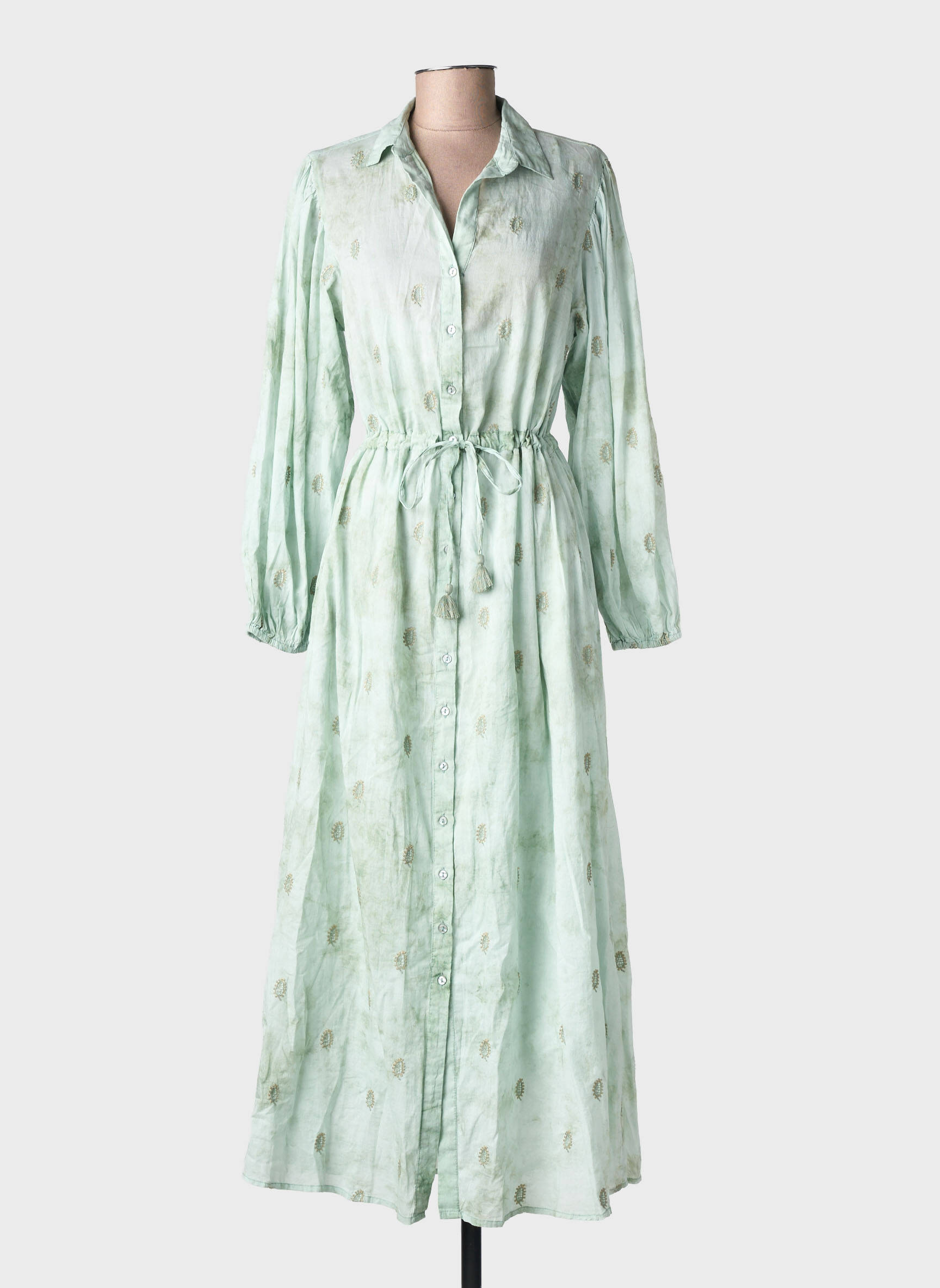 Rochie lungă mâneci lungi mâneci lungi verde MAISON HOTEL femeie
