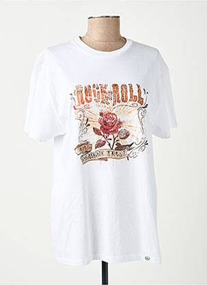 Tricou serigrafie flockată mâneci scurte alb PLEASE femeie